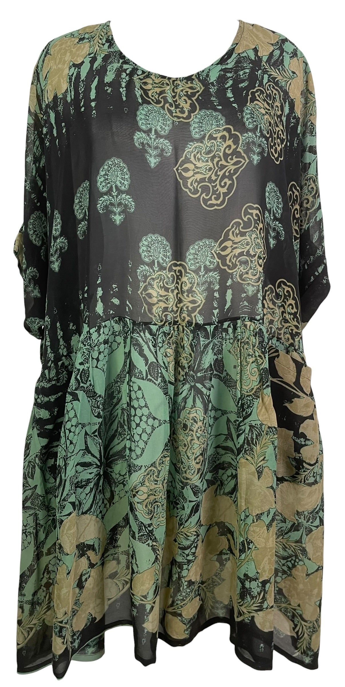 PRG8815 Sheer Avatar Pure Silk Boxy Babydoll Dress