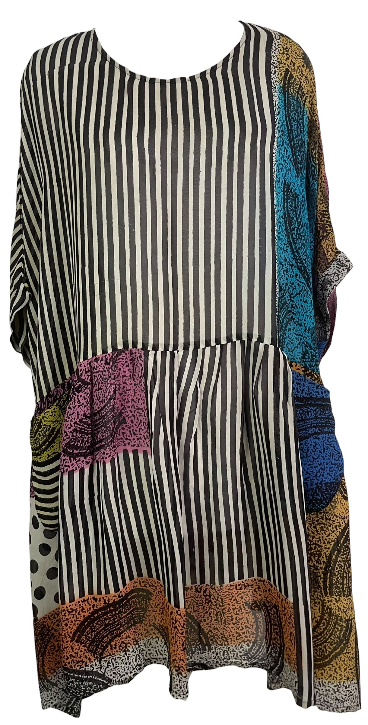 PRG8813 Sheer Wabi Sabi Pure Silk Boxy Babydoll Dress