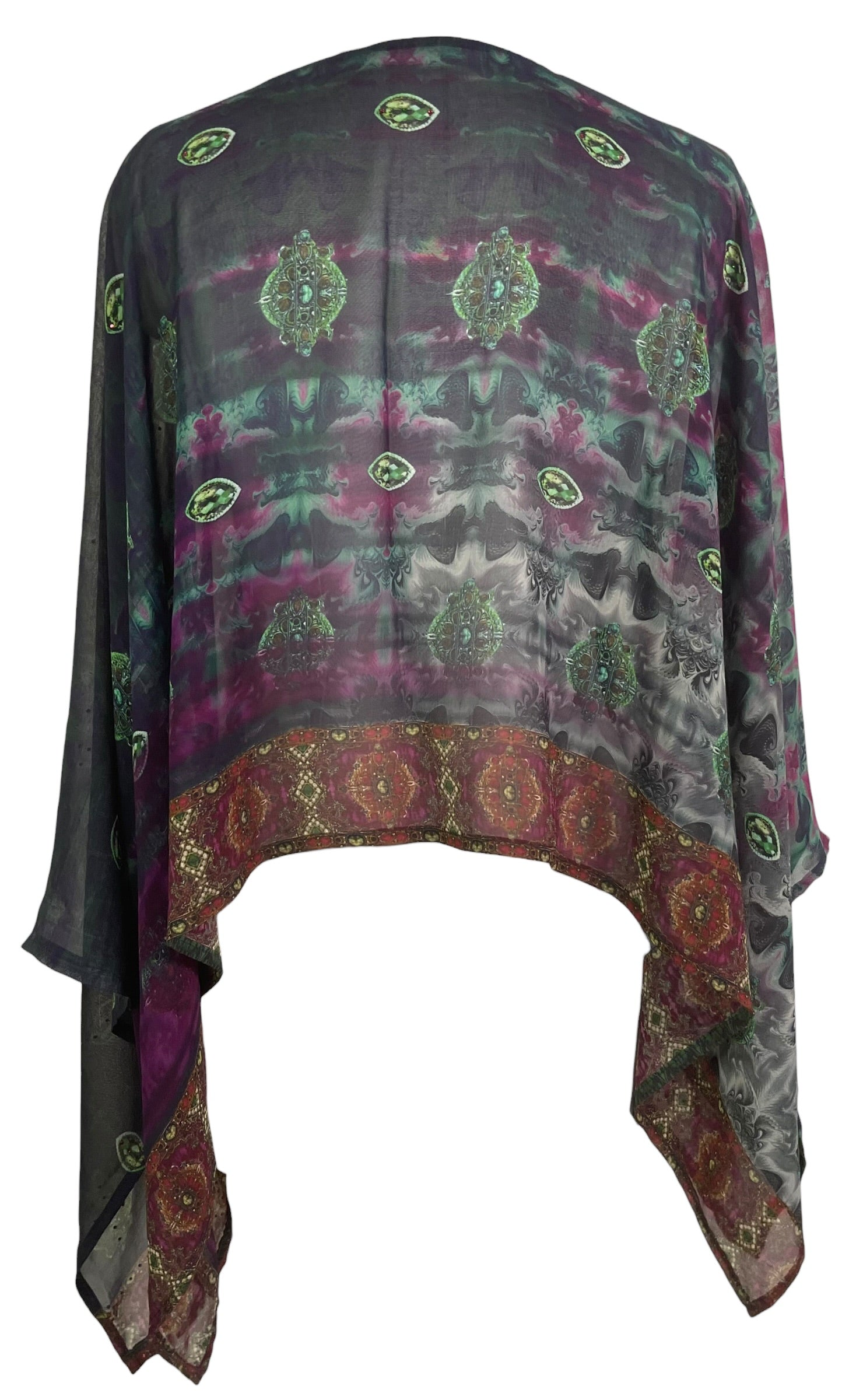 PRG8766 Sheer Avatar Pure Silk Capelet Poncho