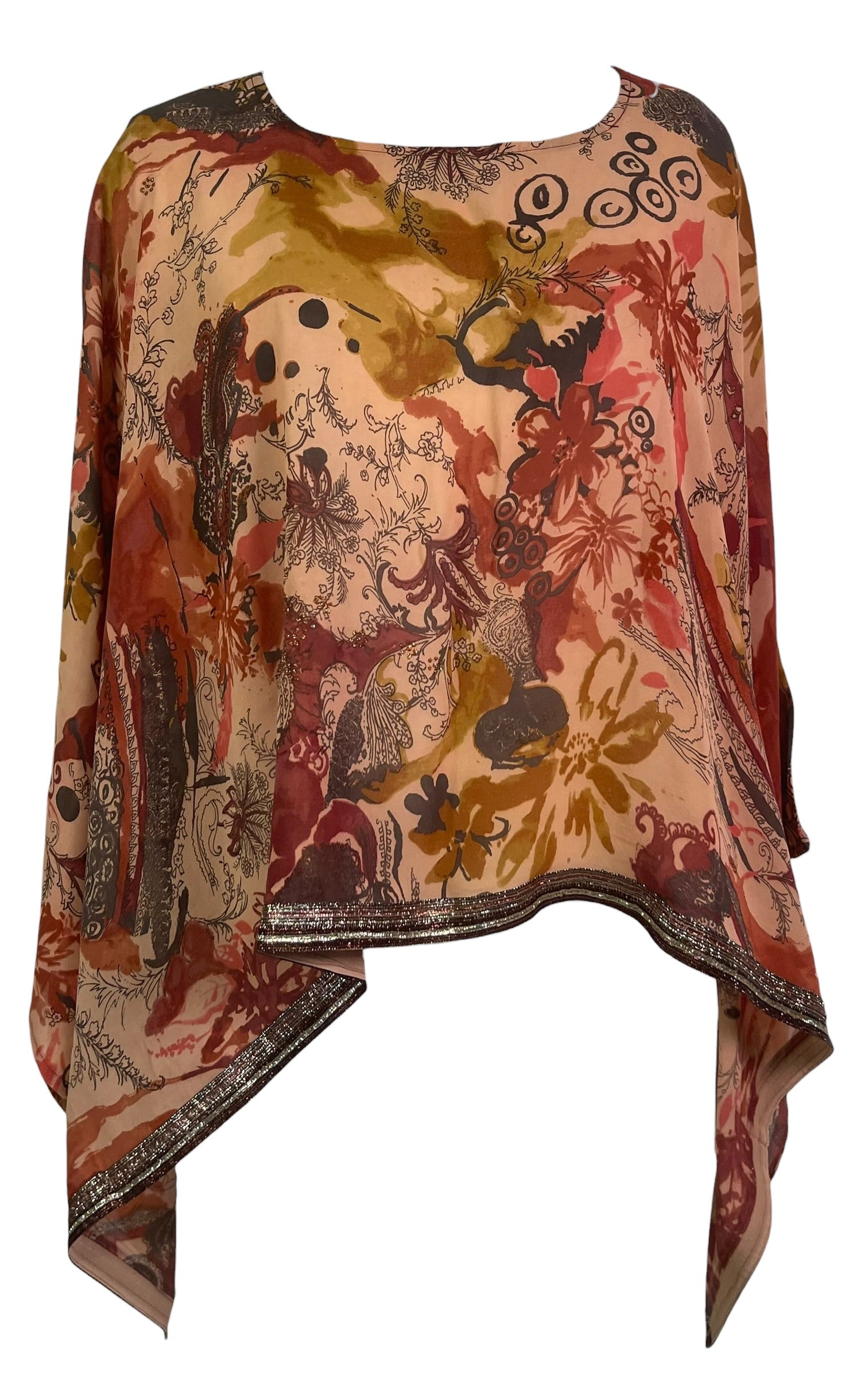 PRG8723 Sheer Pure Silk Wabi Sabi Capelet Poncho