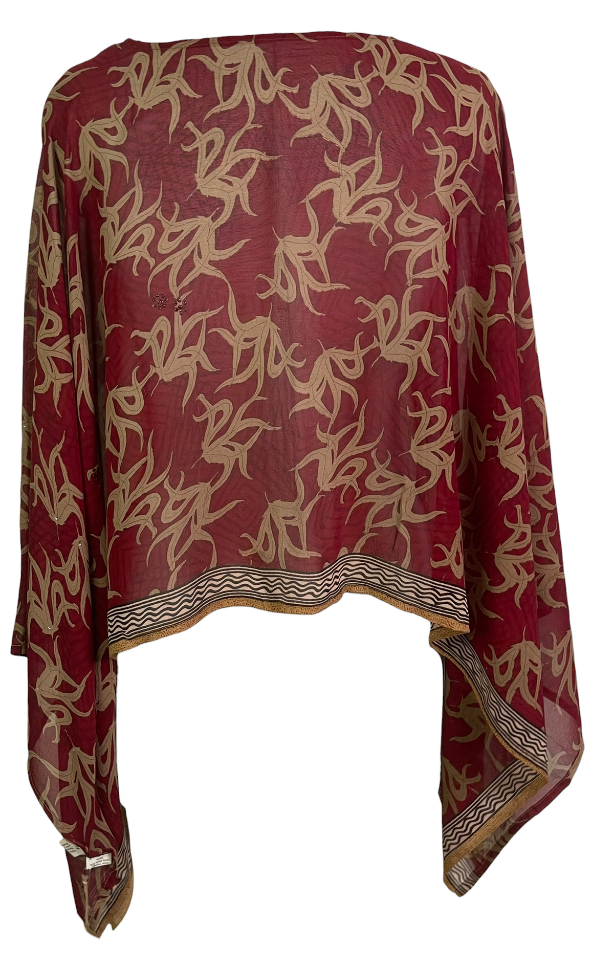 PRG9103 Sheer Pure Silk Wabi Sabi Capelet Poncho by 12 AUGUST 2026 – Handmade ethical Poncho from sariKNOTsari using upcycled silk. Designed in Canada for travel and slow fashion, loved from Toronto to LA to Sydney. Featuring Zsiska, Bryn Walker and Artisan Leather coats by Rejean Pepin, Pepin designs