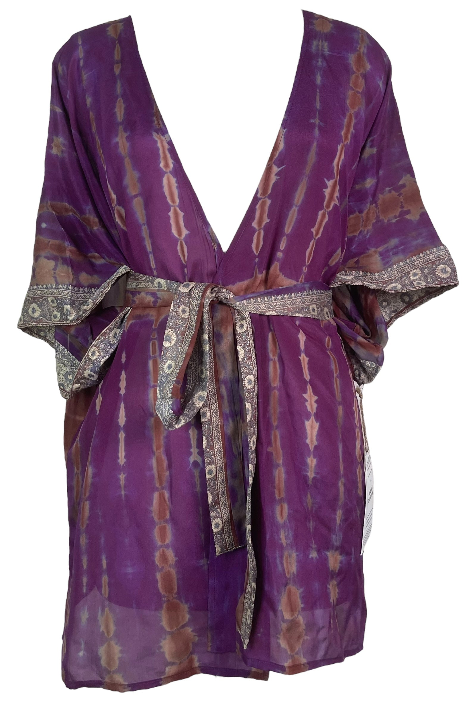 PRC8219 Avatar Pure Silk Kimono-Sleeved Jacket with Belt
