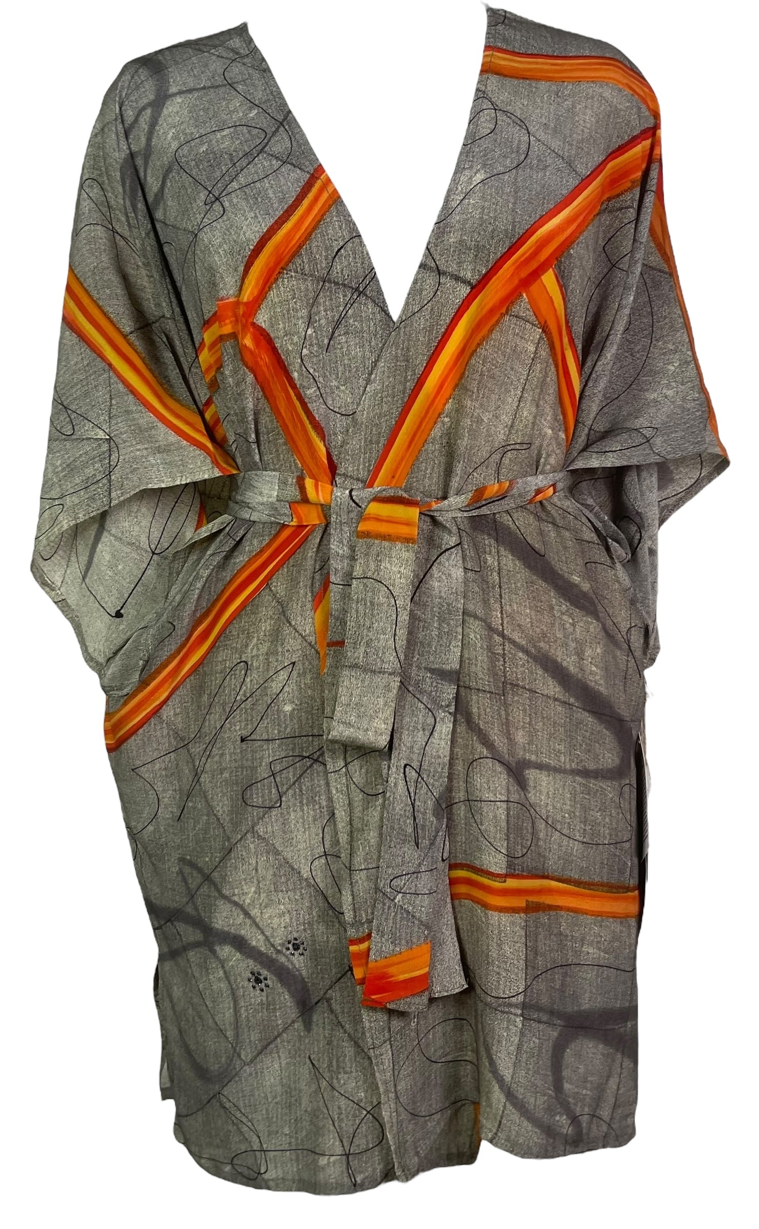 PRC8212 Avatar Pure Silk Kimono-Sleeved Jacket with Belt