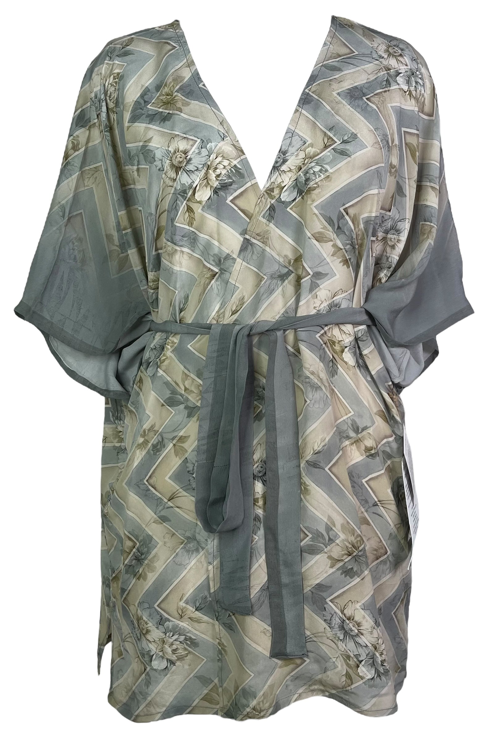 PRC8214 Avatar Pure Silk Kimono-Sleeved Jacket with Belt by DECEMBER2025 – Handmade ethical Short Kimono from sariKNOTsari using upcycled silk. Designed in Canada for travel and slow fashion, loved from Toronto to LA to Sydney.