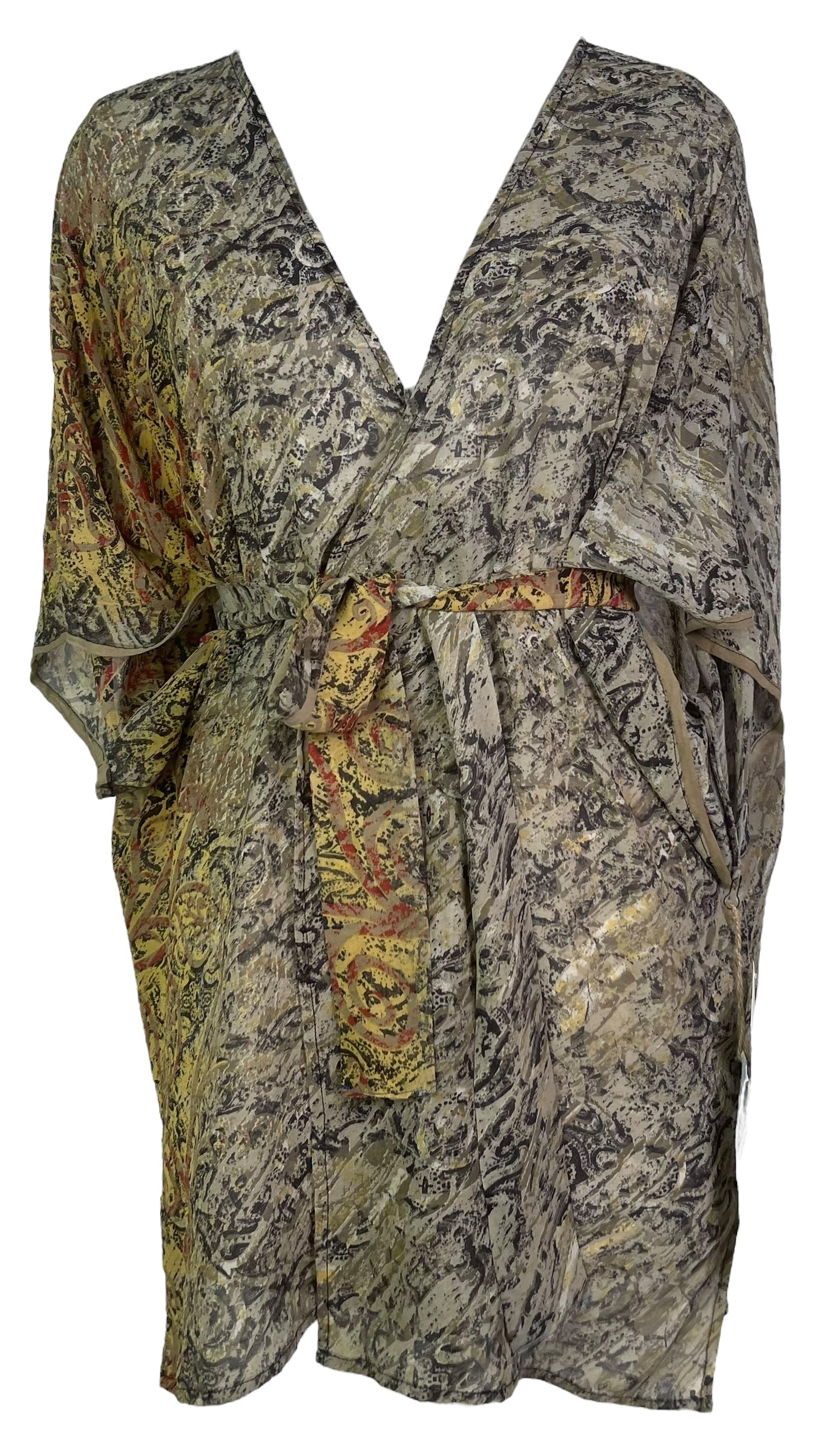 PRG8235 Avatar Pure Silk Kimono-Sleeved Jacket with Belt