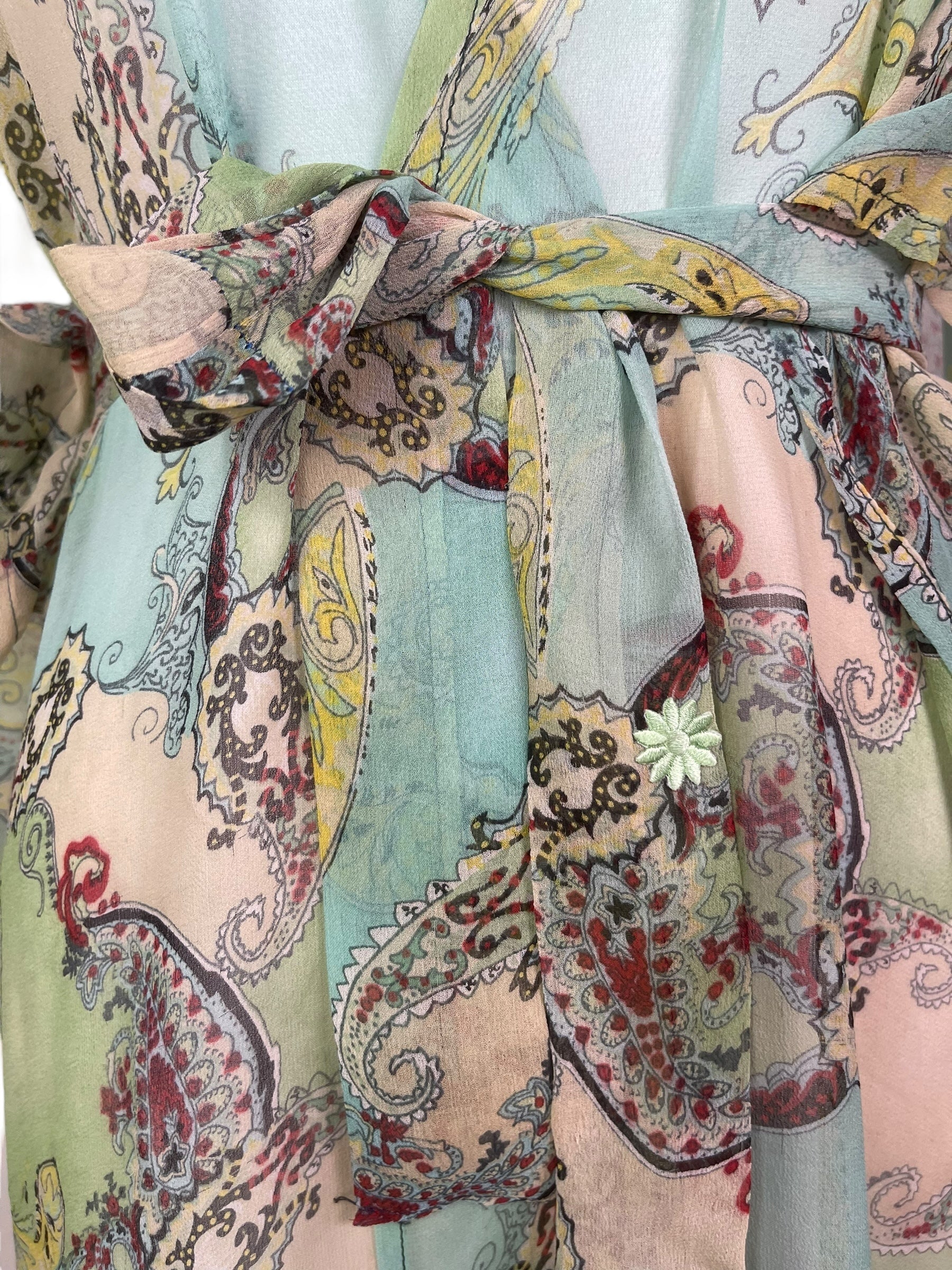 PCH8241 Sheer Wabi Sabi Pure Very Sheer Chiffon Silk Kimono-Sleeved Jacket with Belt