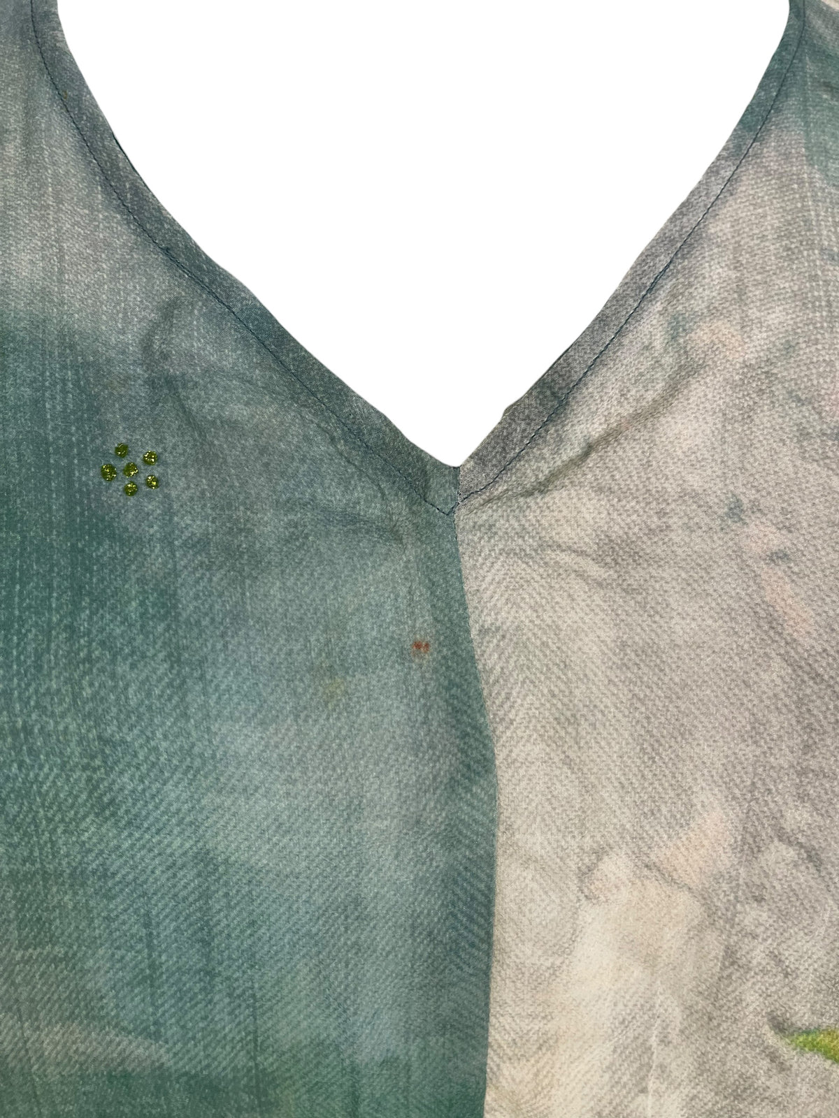 PRS9219   Wabi Sabi Pure Silk Waterfall Top by 12 AUGUST 2026 – Handmade ethical Waterfall Top from sariKNOTsari using upcycled silk. Designed in Canada for travel and slow fashion, loved from Toronto to LA to Sydney. Featuring Zsiska, Bryn Walker and Artisan Leather coats by Rejean Pepin, Pepin designs