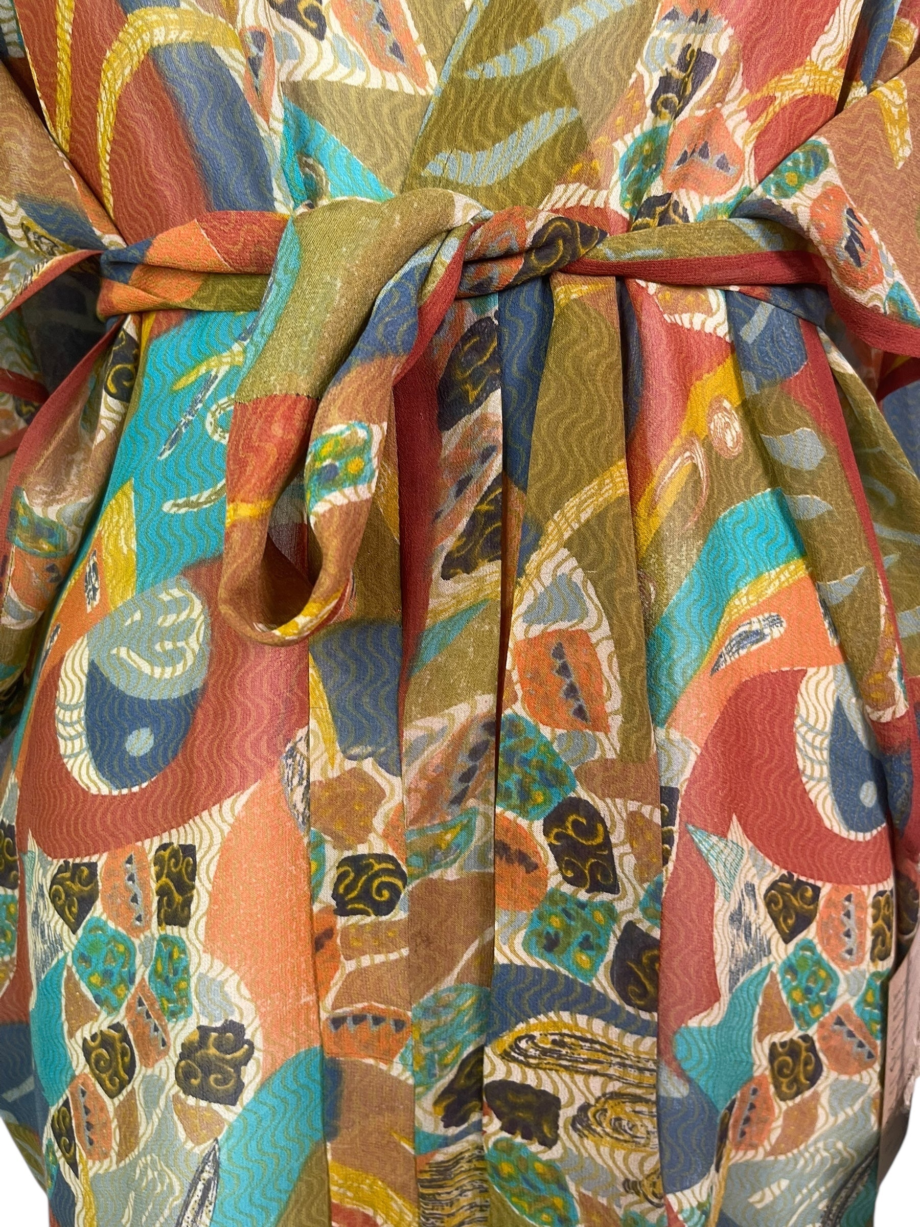 PRG8232 Sheer Wabi Sabi Pure Silk Kimono-Sleeved Jacket with Belt