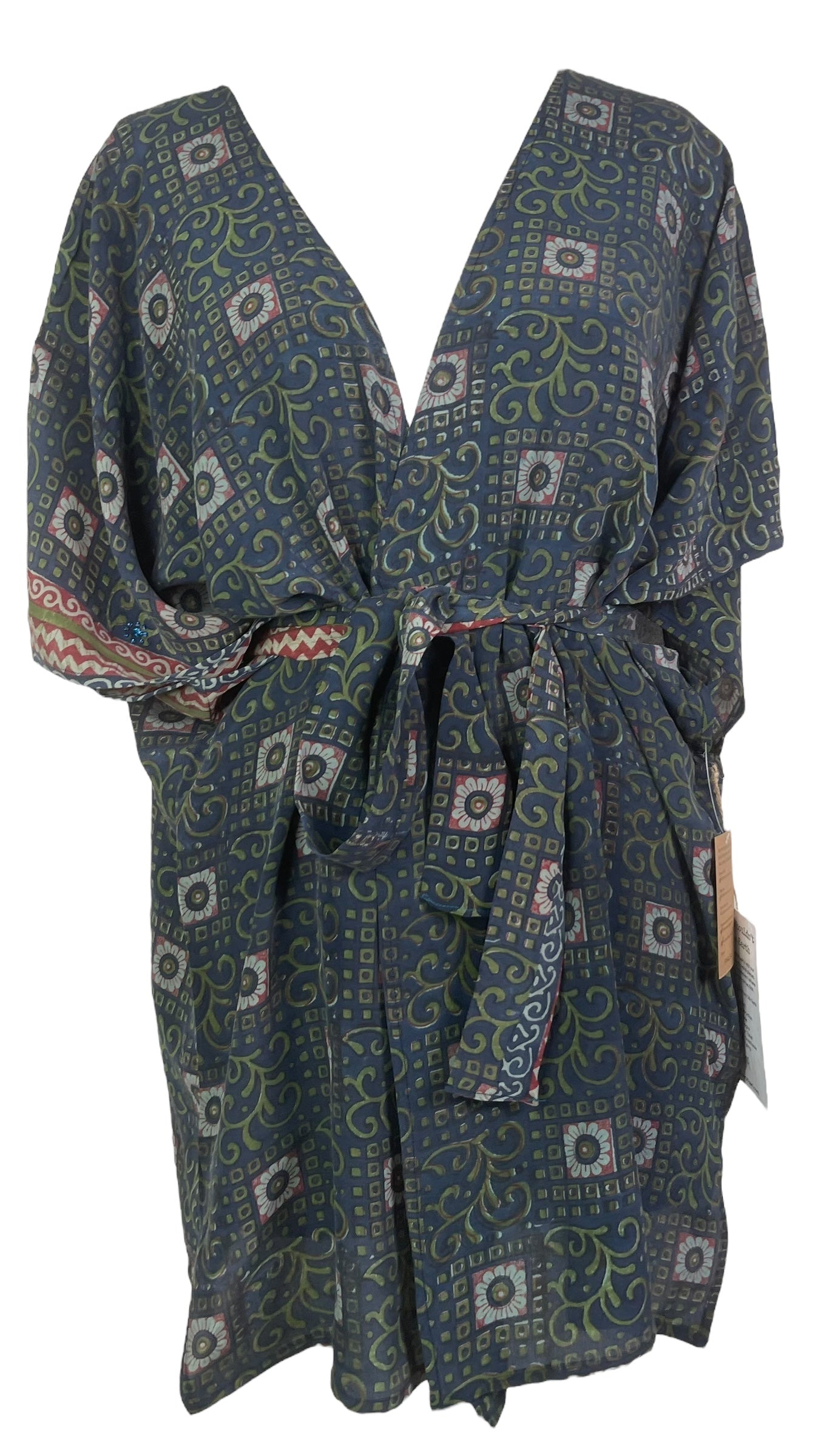 PRC8216 Wabi Sabi Pure Silk Kimono-Sleeved Jacket with Belt