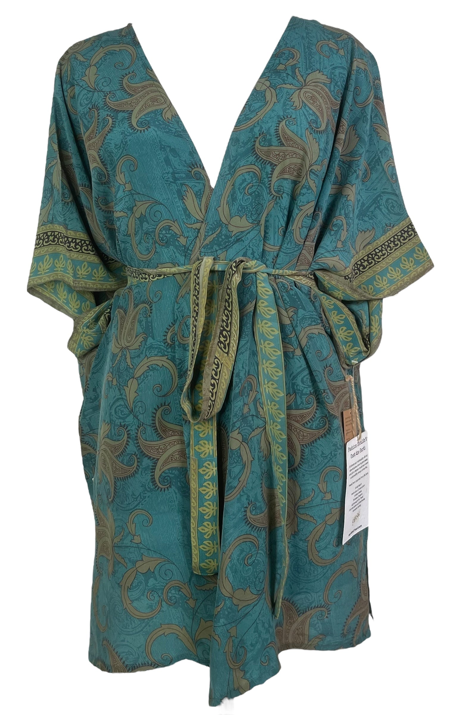 PRC8226 Wabi Sabi Pure Silk Kimono-Sleeved Jacket with Belt
