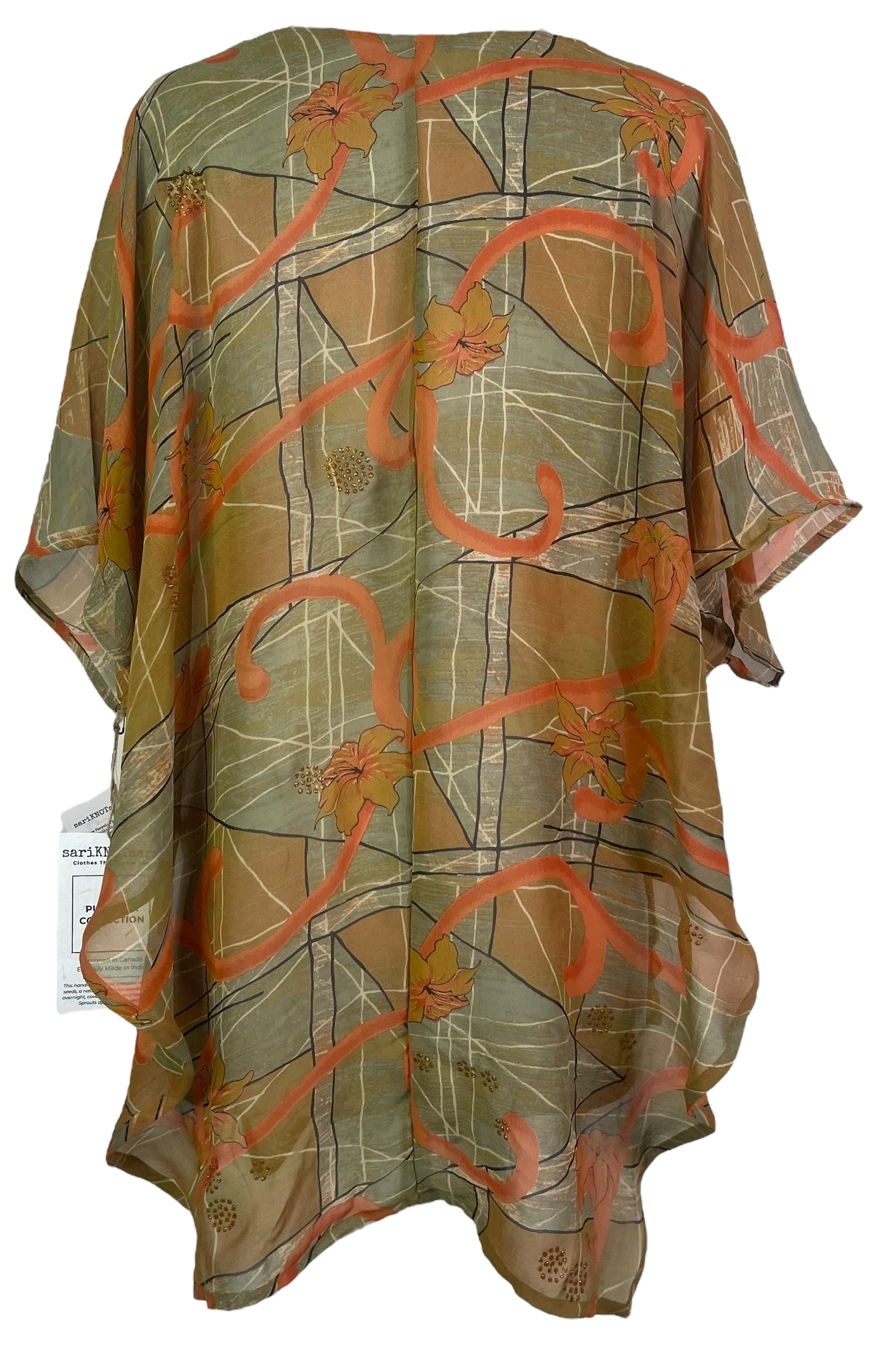 PRG8101 Sheer Avatar Pure Silk Waterfall Top