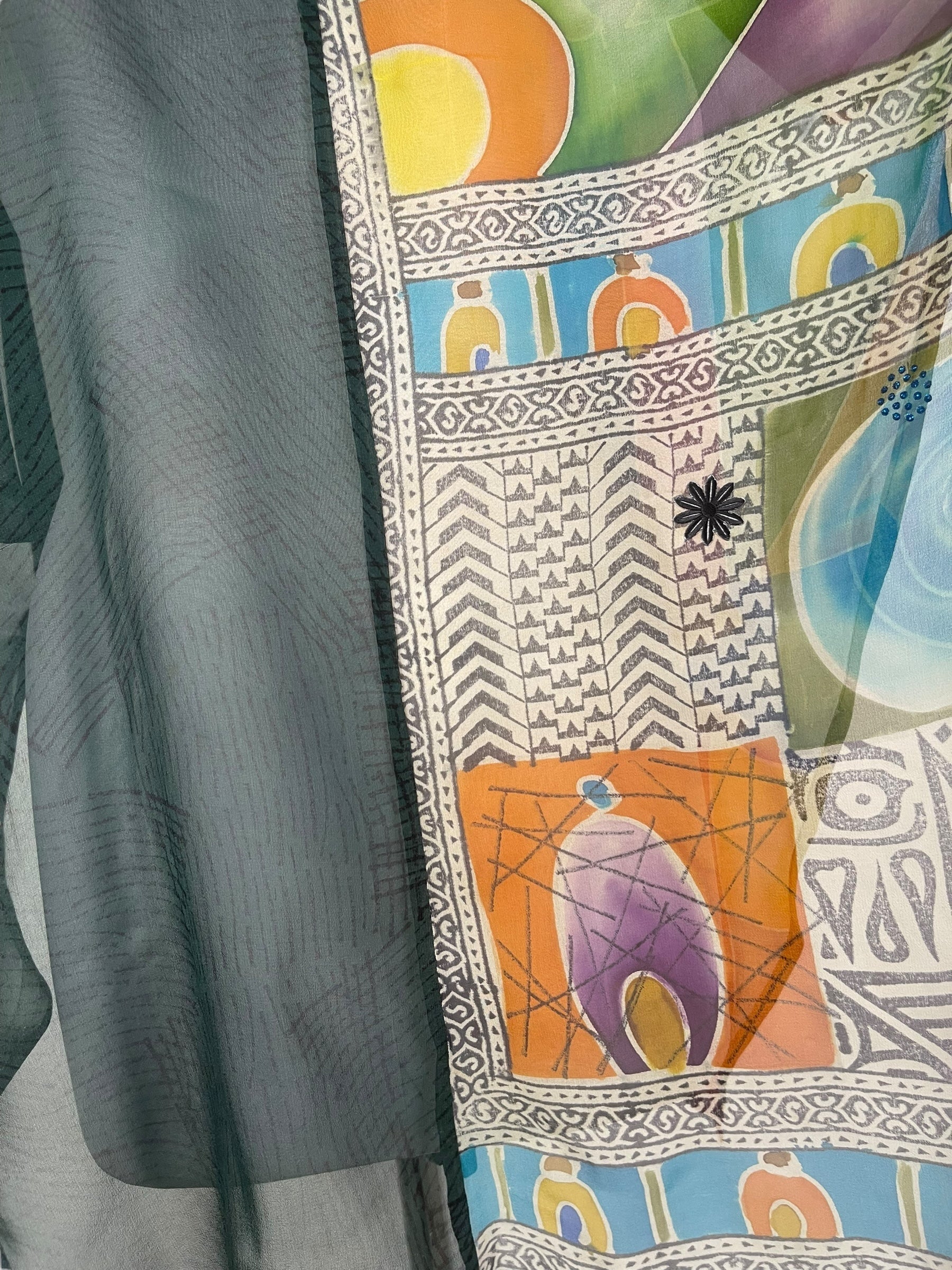 PRG8141 Sheer Avatar Pure Silk Waterfall Top