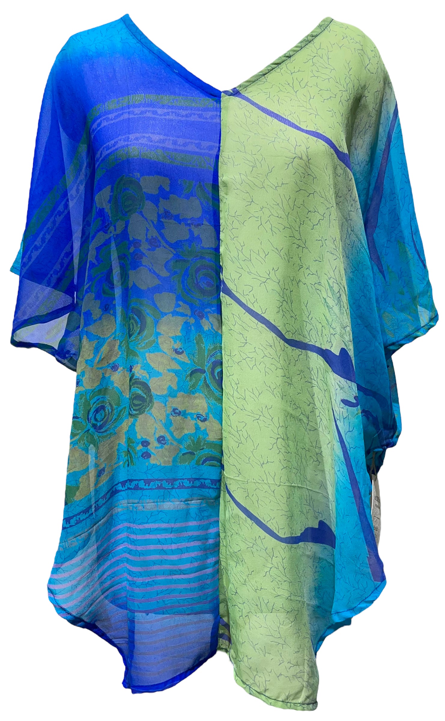 PRG5168  Sheer Avatar Pure Silk Waterfall Top