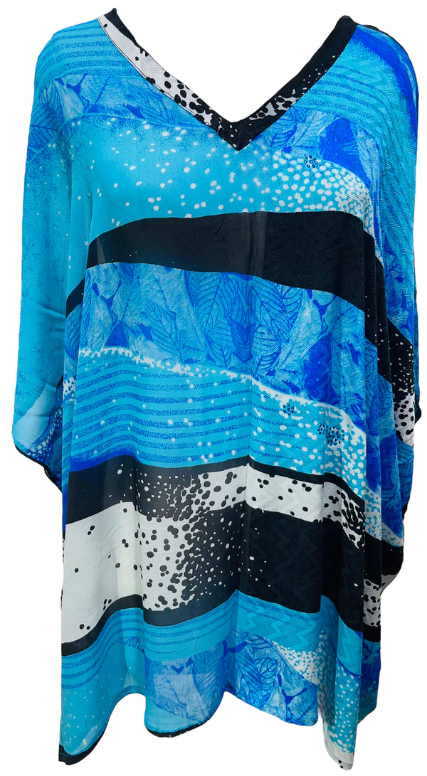 PRG3068 Sheer Avatar Pure Silk Short Kaftan Tunic