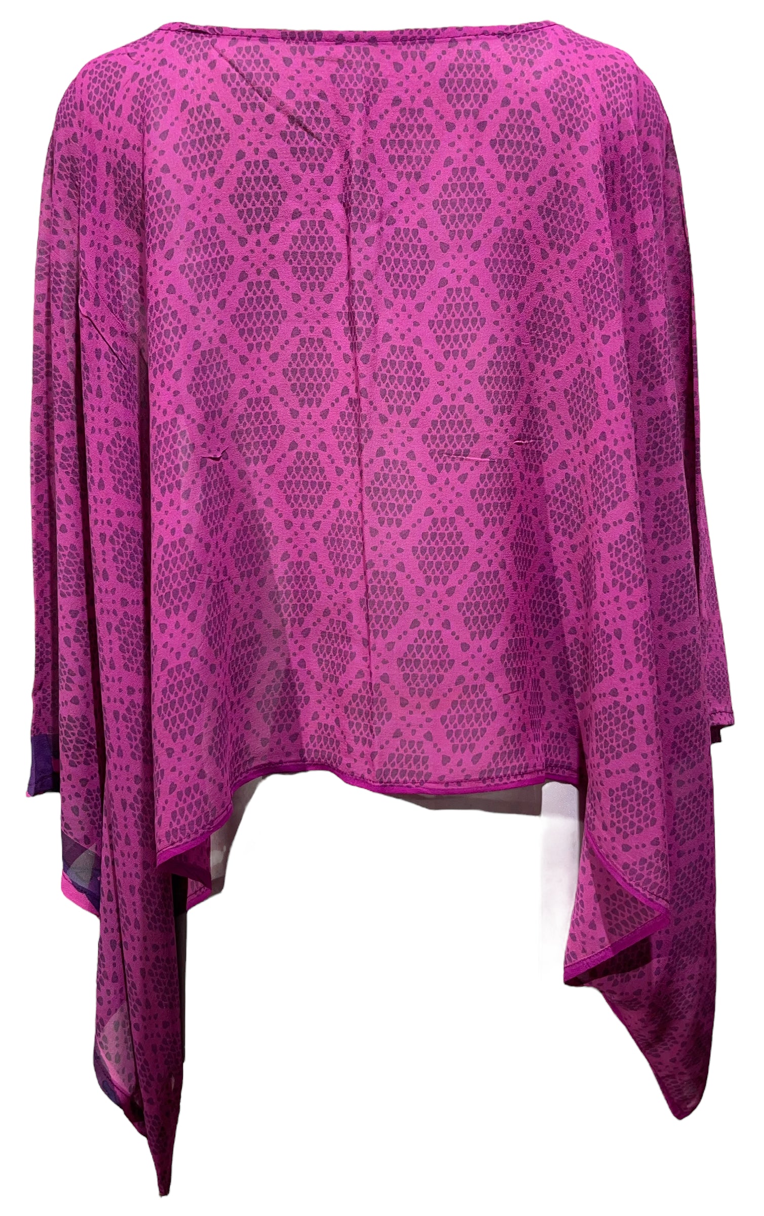 PRG4810 Sheer Wabi Sabi Pure Silk Kimono-Sleeved Top