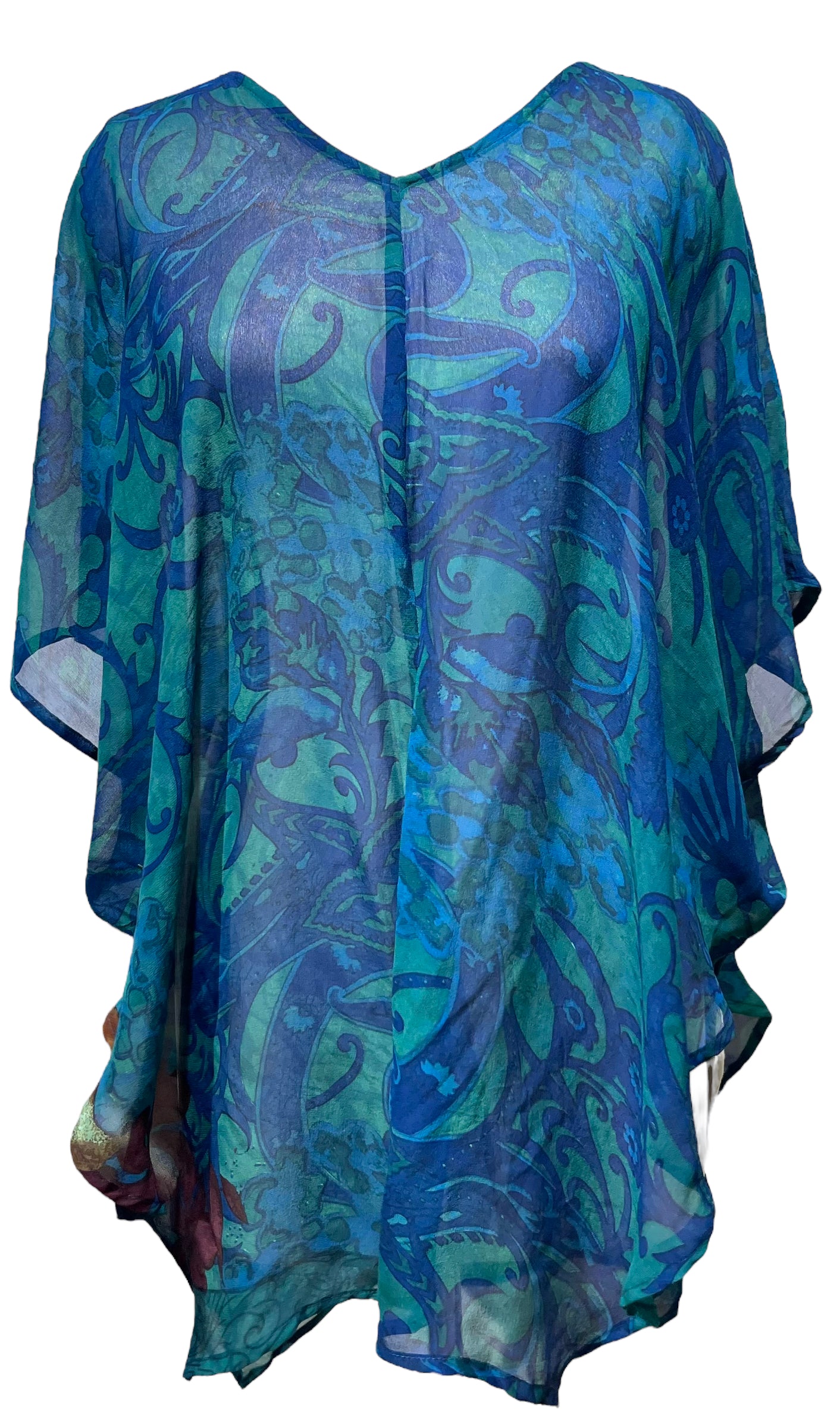 PRG5166 Sheer Avatar Pure Silk Waterfall Top