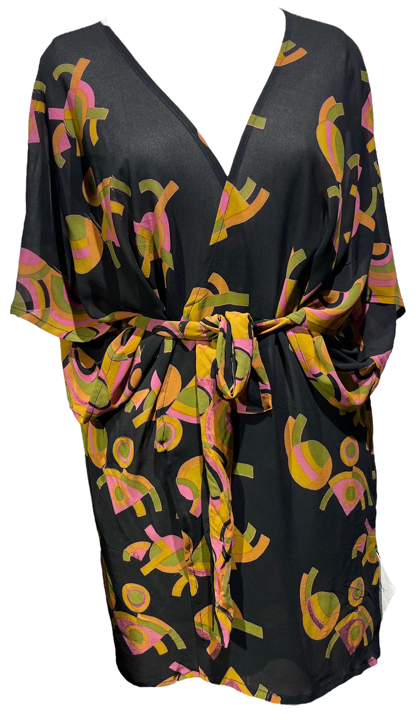 PRG4868  Sheer Avatar Pure Silk Kimono-Sleeved Jacket with Belt