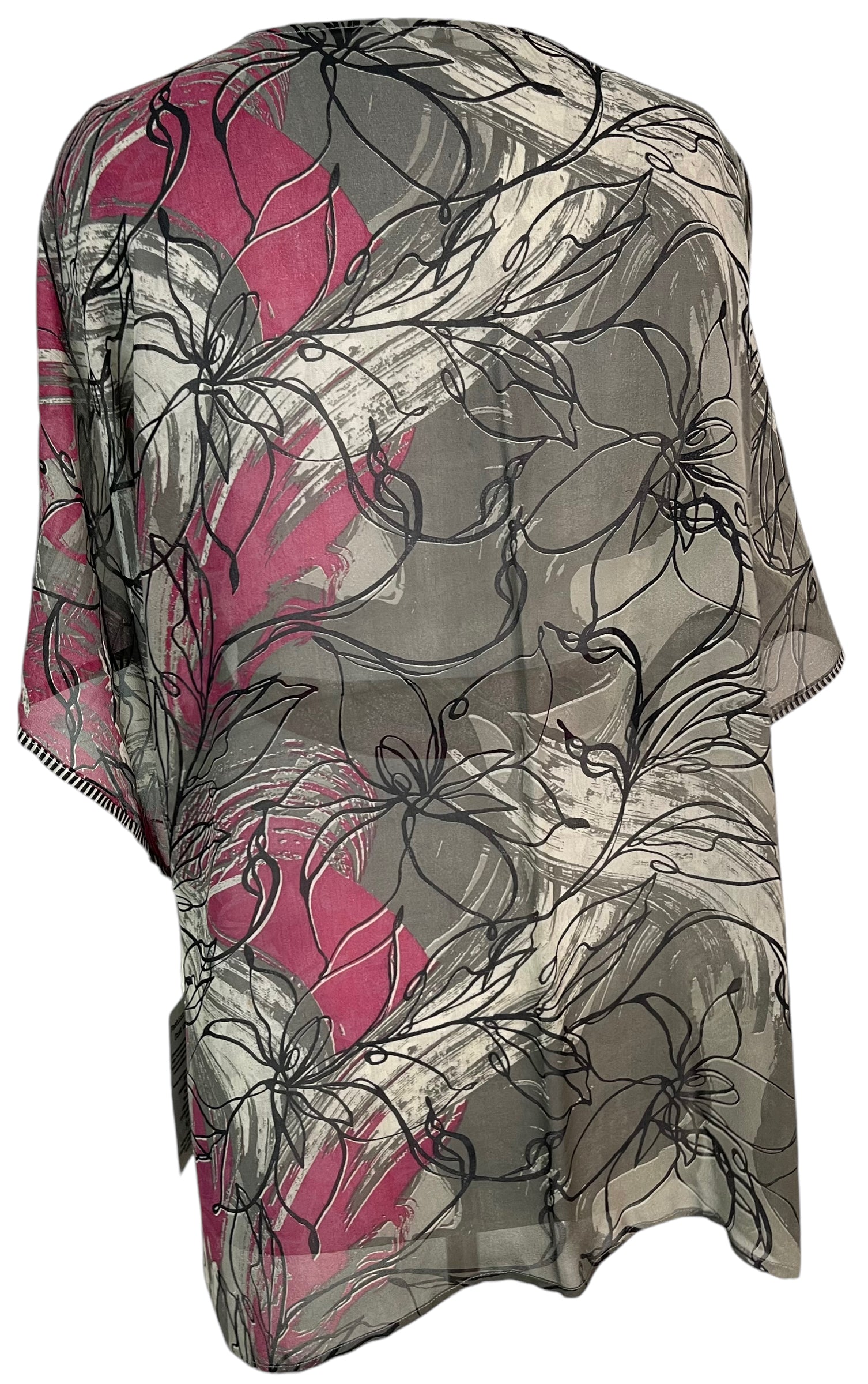 PRG5392 Sheer Wabi Sabi Pure Silk Kimono-Sleeved Jacket with Belt