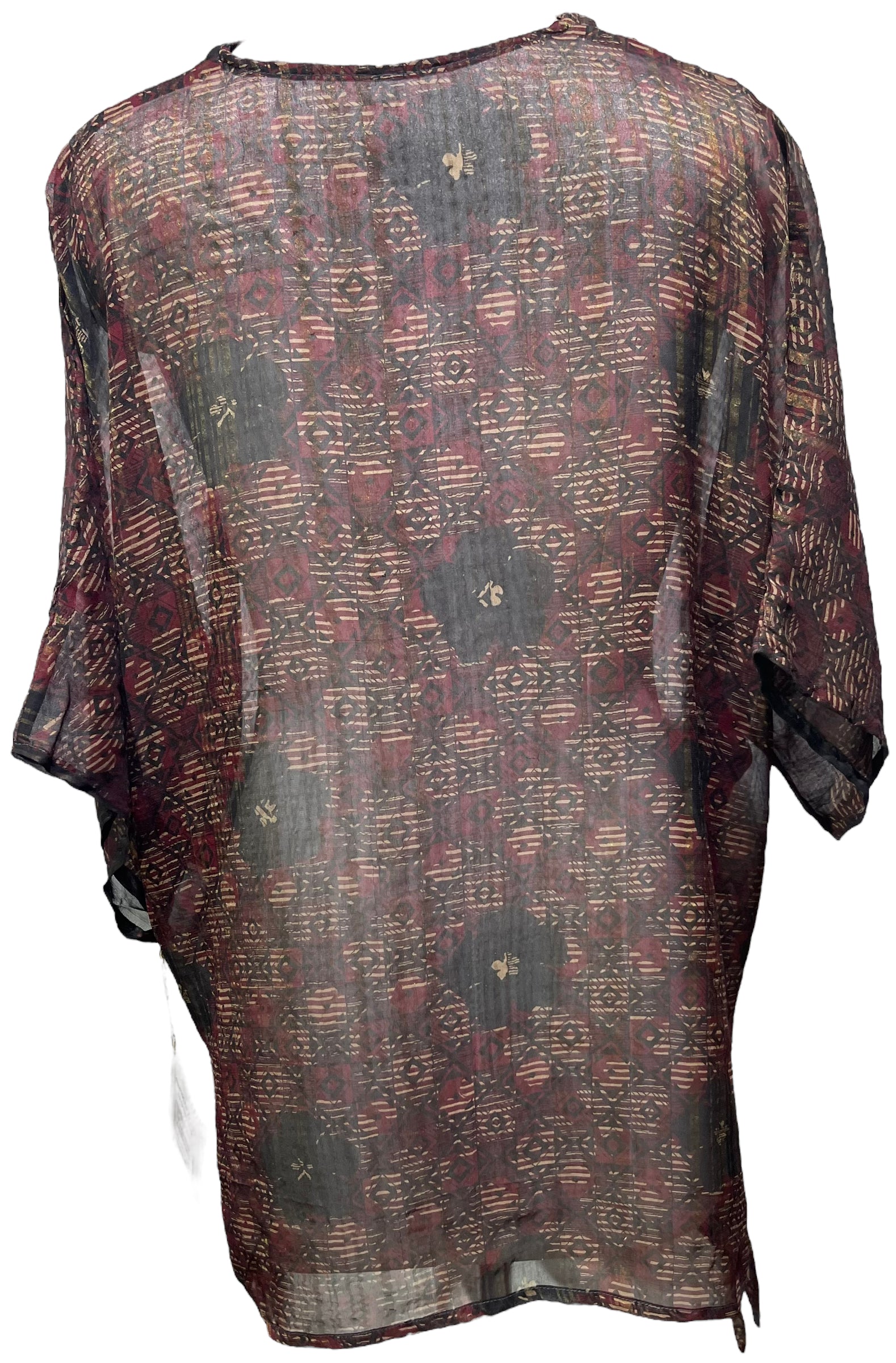 PRG3570 Sheer Avatar Pure Silk Long Tunic with Side Ties