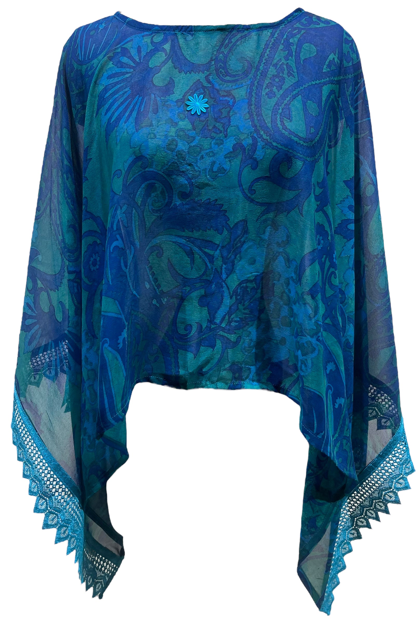 PRG5567 Sheer Avatar Pure Silk Capelet Poncho