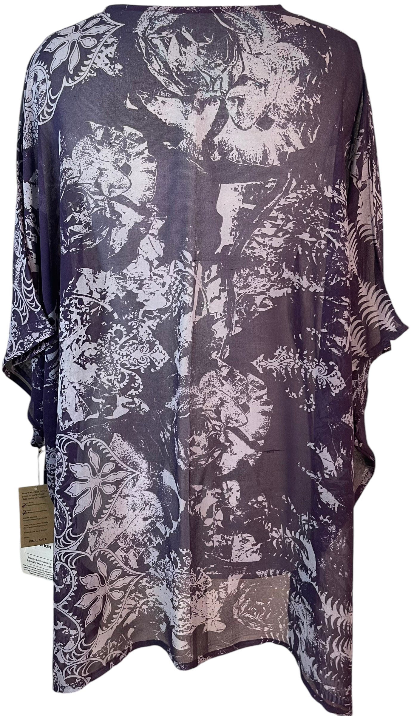 PRG5785 Sheer Wabi Sabi Pure Silk Short Kaftan Tunic