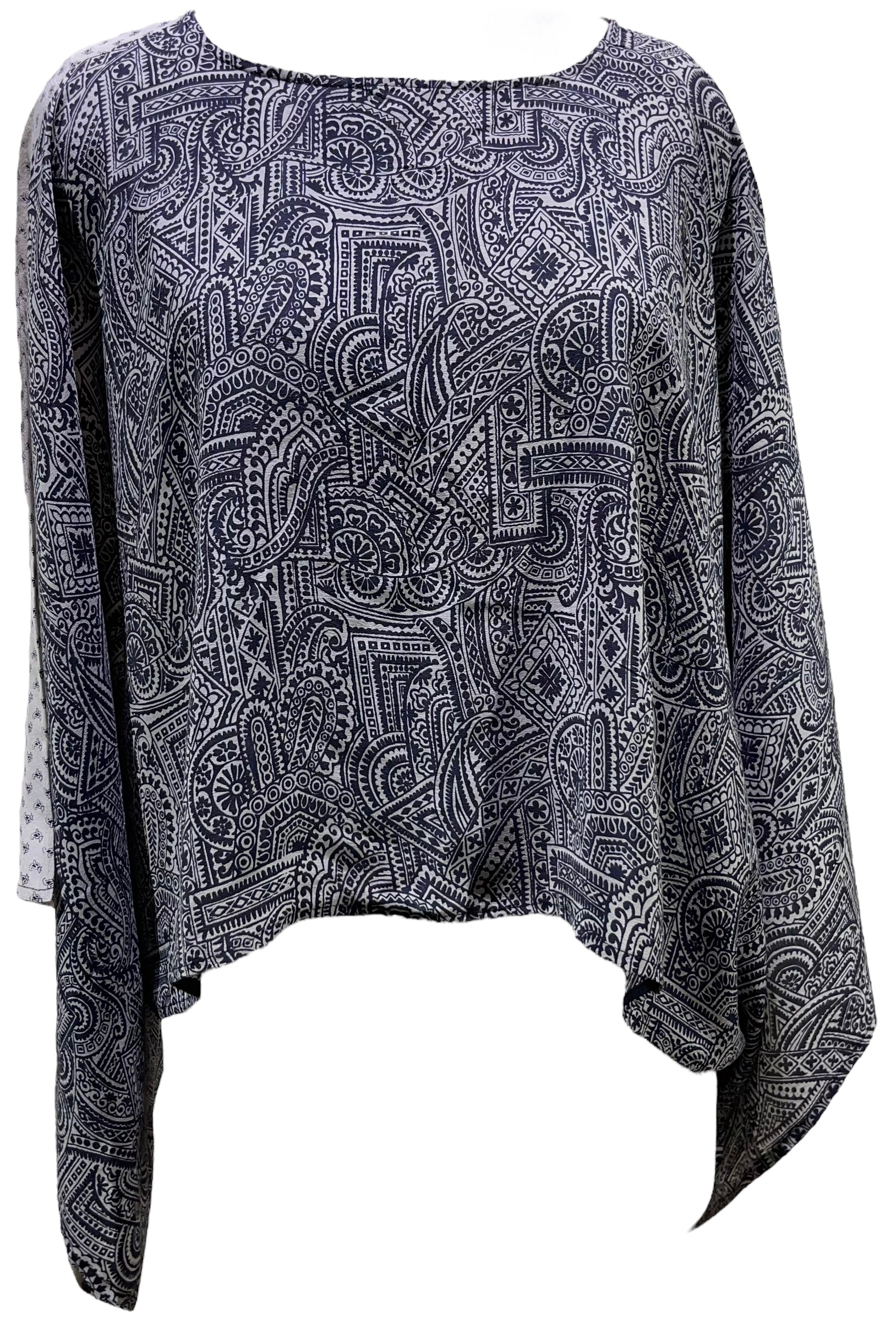 PRC5412 Wabi Sabi Pure Silk Kimono-Sleeved Top