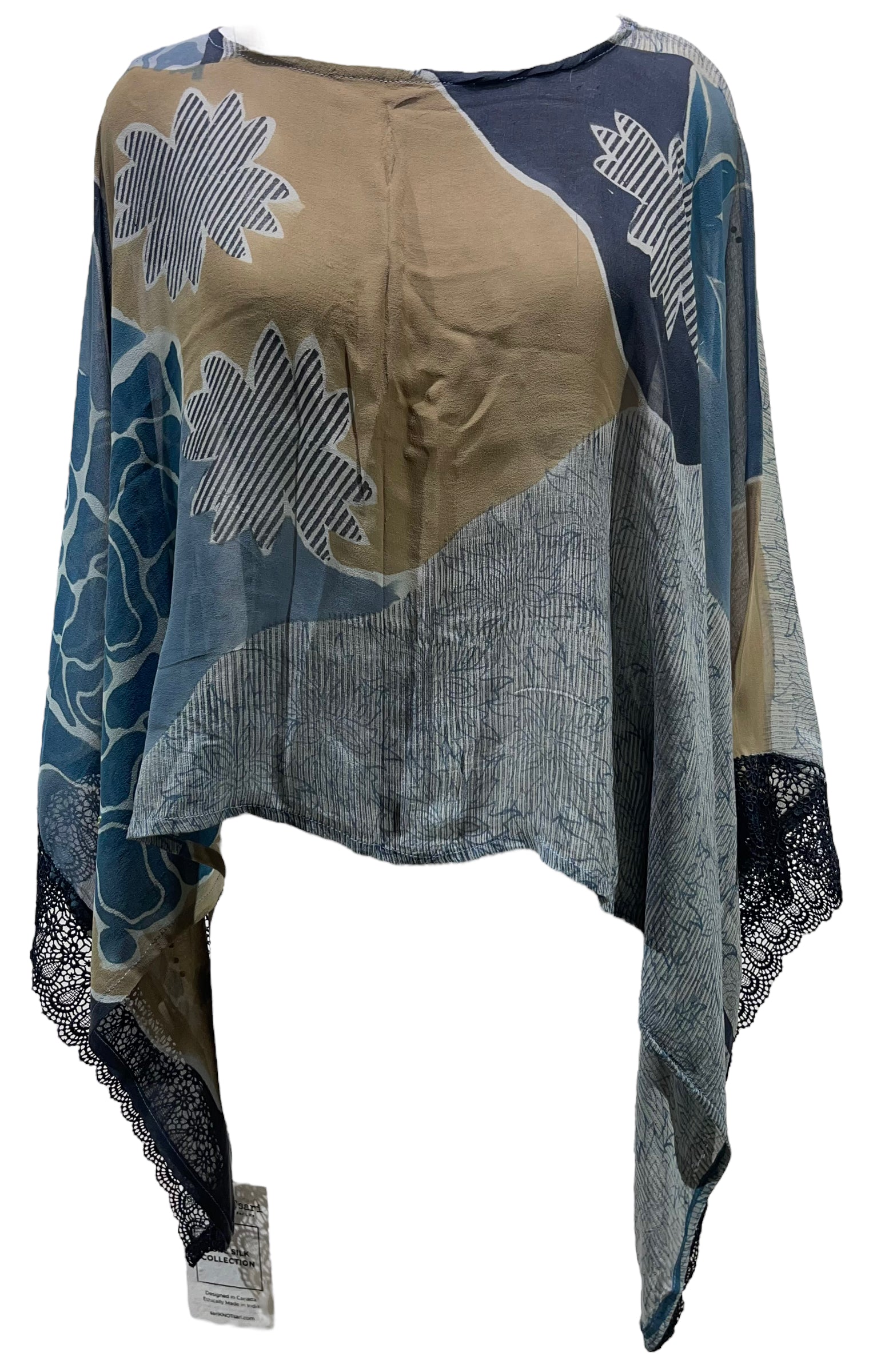 PRG5548 Sheer Pure Silk Wabi Sabi Capelet Poncho