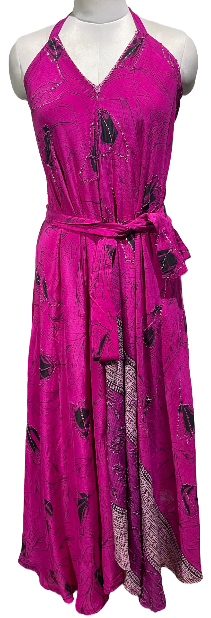 PRC4832 Avatar Pure Silk Maxi Dress with Belt