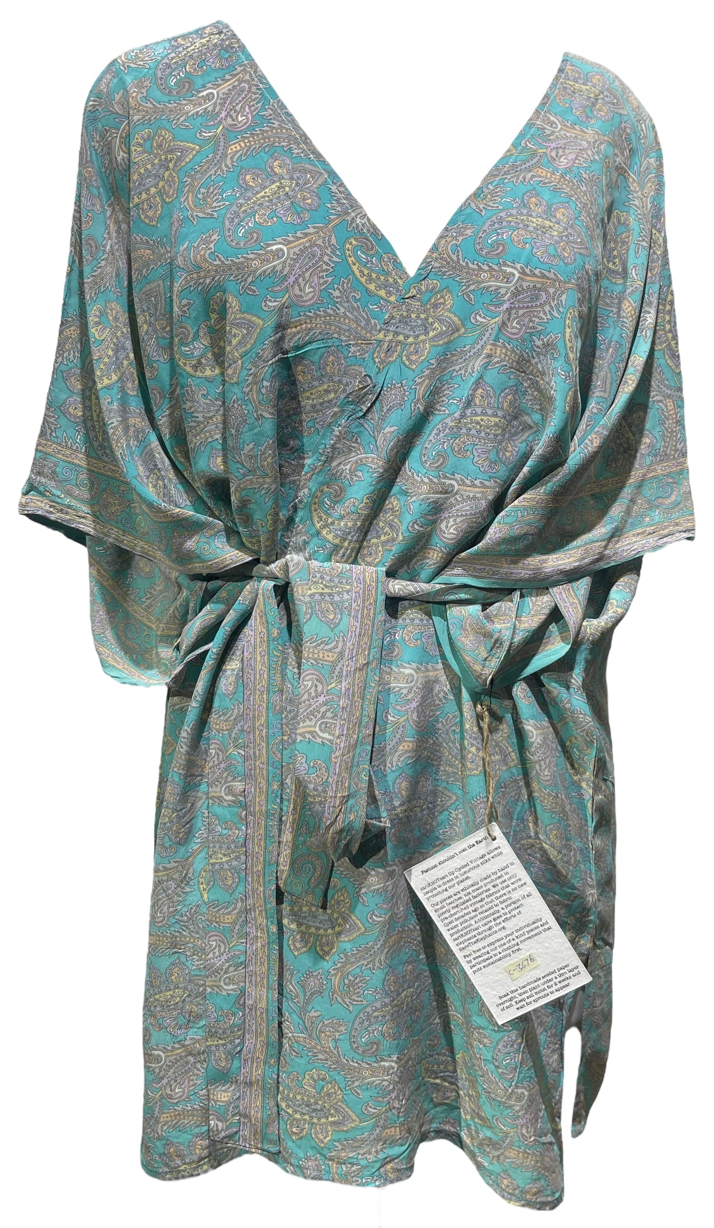 PRC3676  Nirvana Pure Silk Kimono-Sleeved Jacket with Belt