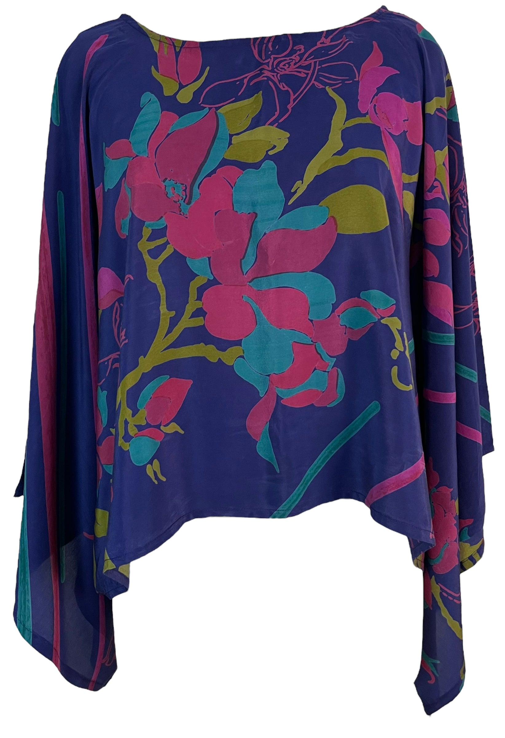 PRC5666  Wabi Sabi Pure Silk Kimono-Sleeved Top