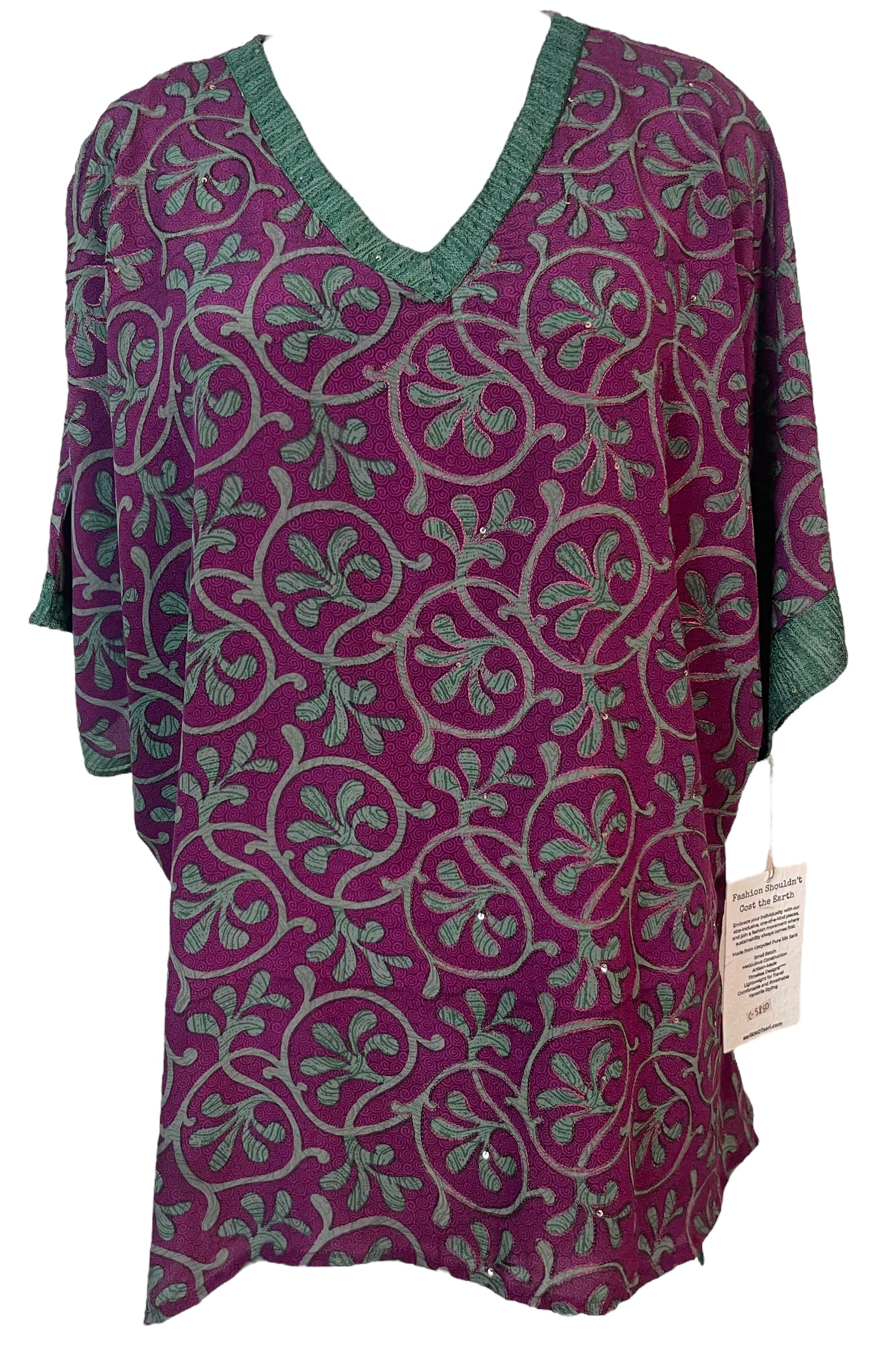 PRC5850 Avatar Pure Silk Long Tunic with Side Ties