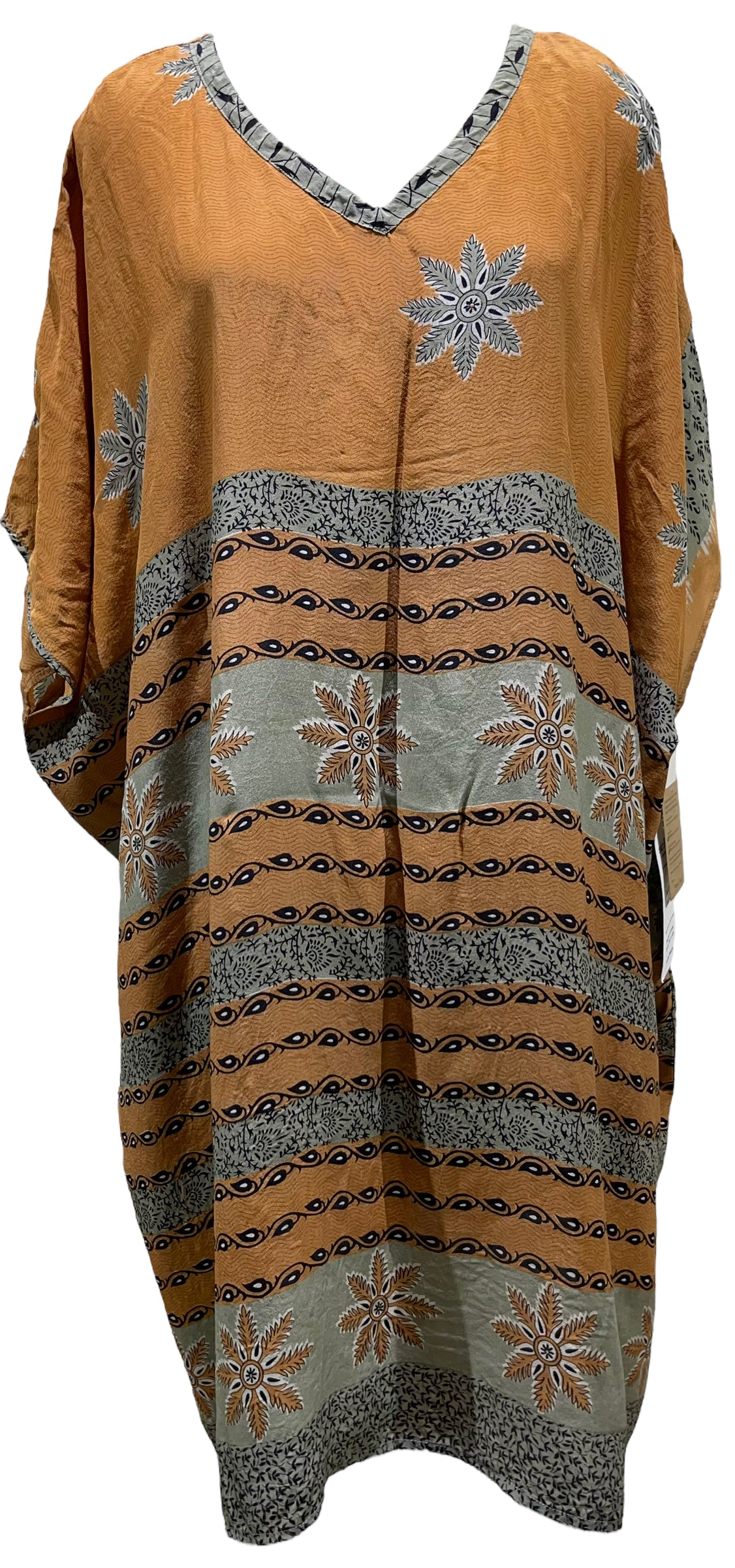 PRC5383 Wabi Sabi Pure Silk Midi Length Kaftan