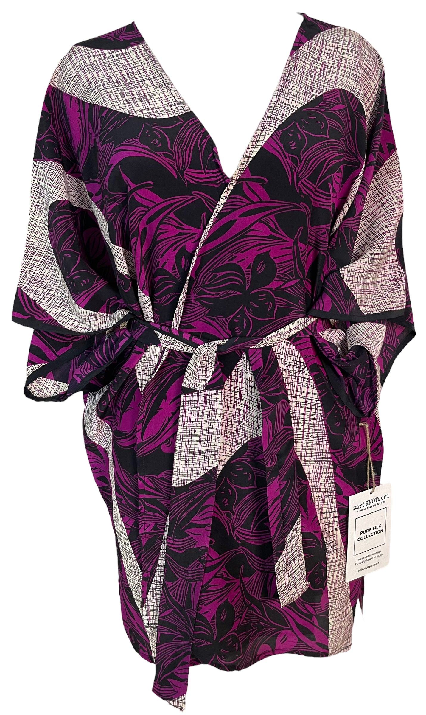 PRC5365 Avatar Pure Silk Kimono-Sleeved Jacket with Belt