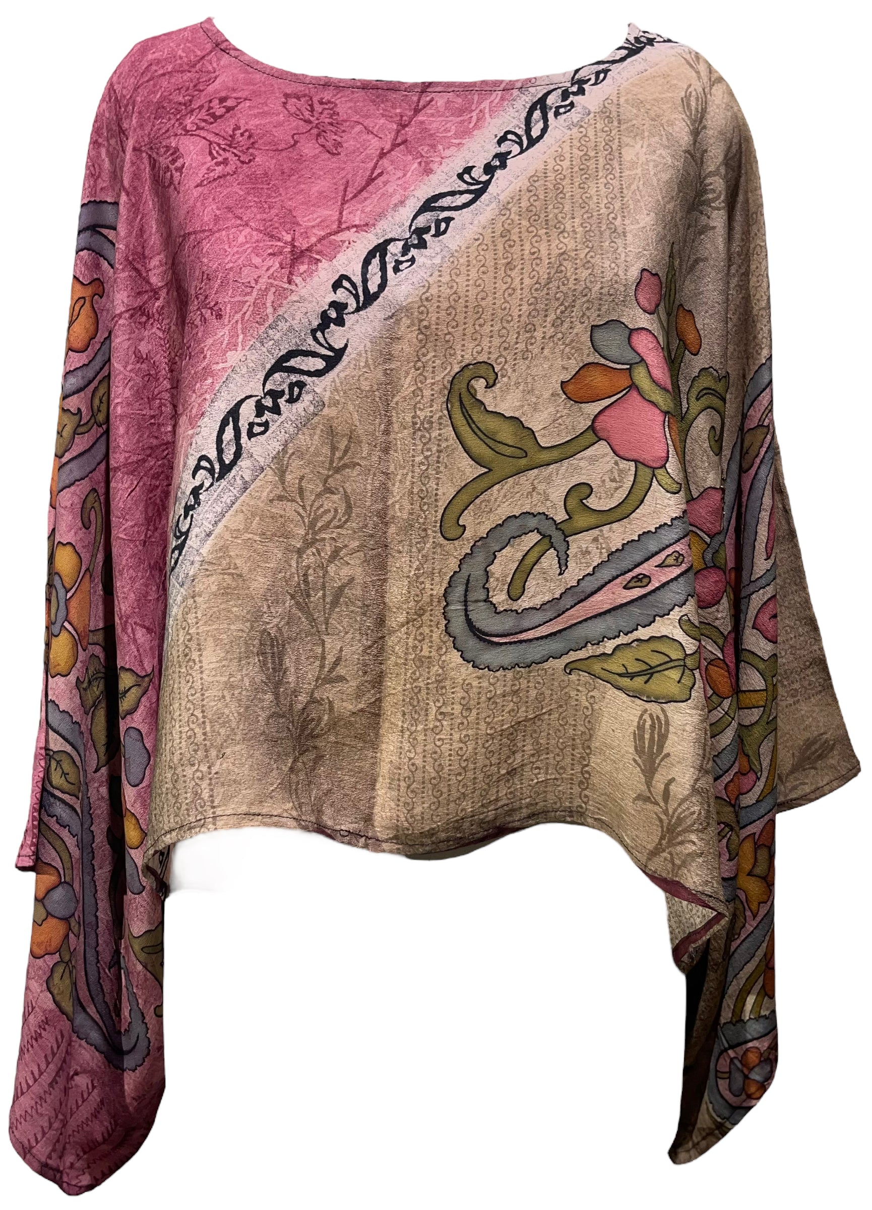 PRC4578Avatar Pure Silk Kimono-Sleeved Top