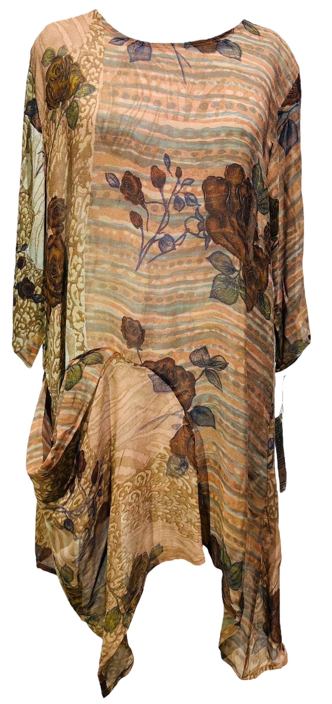 PRG4074 Sheer Avatar Pure Silk Self Pocket Tunic Dress