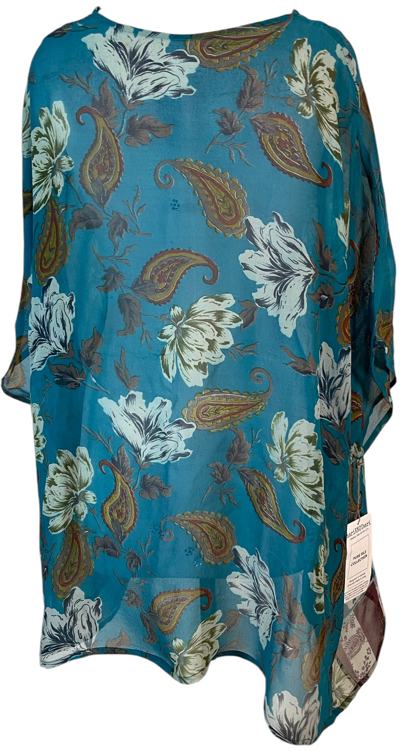 PRG5778 Sheer Wabi Sabi Pure Silk Short Kaftan Tunic