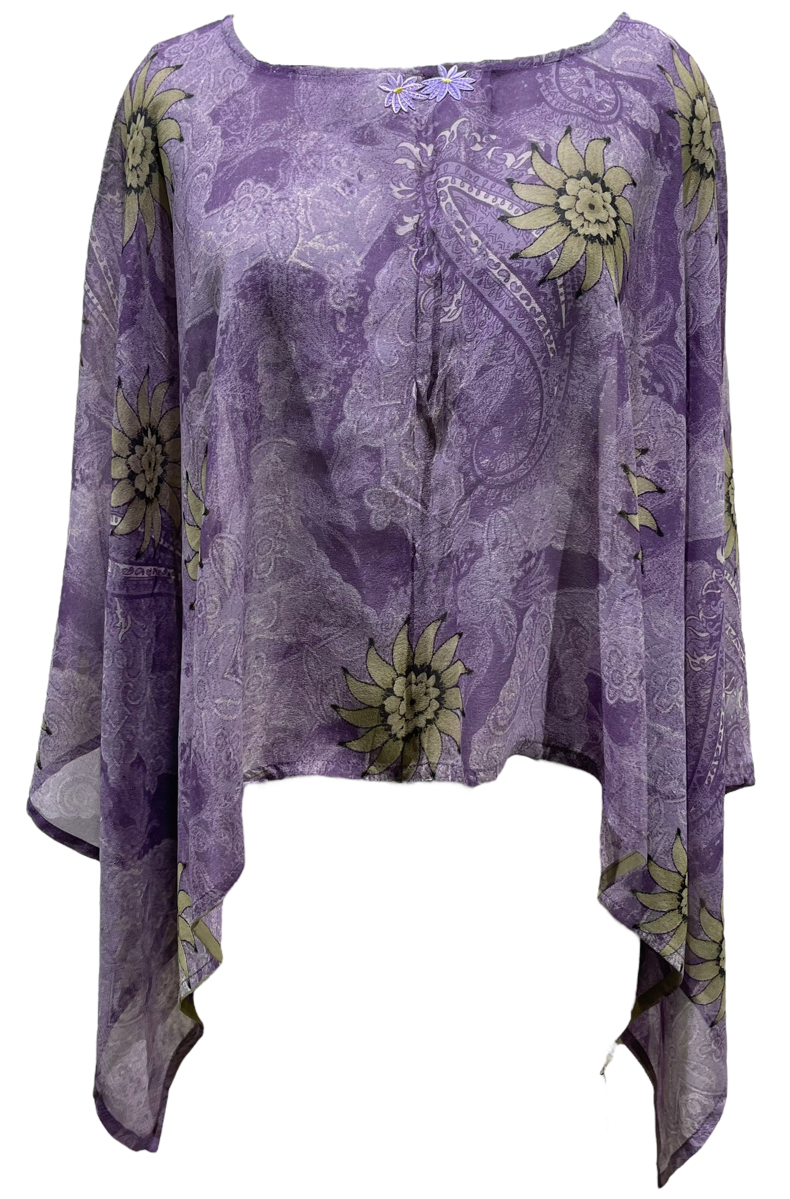 PRG5242 Sheer Avatar Pure Silk Capelet Poncho