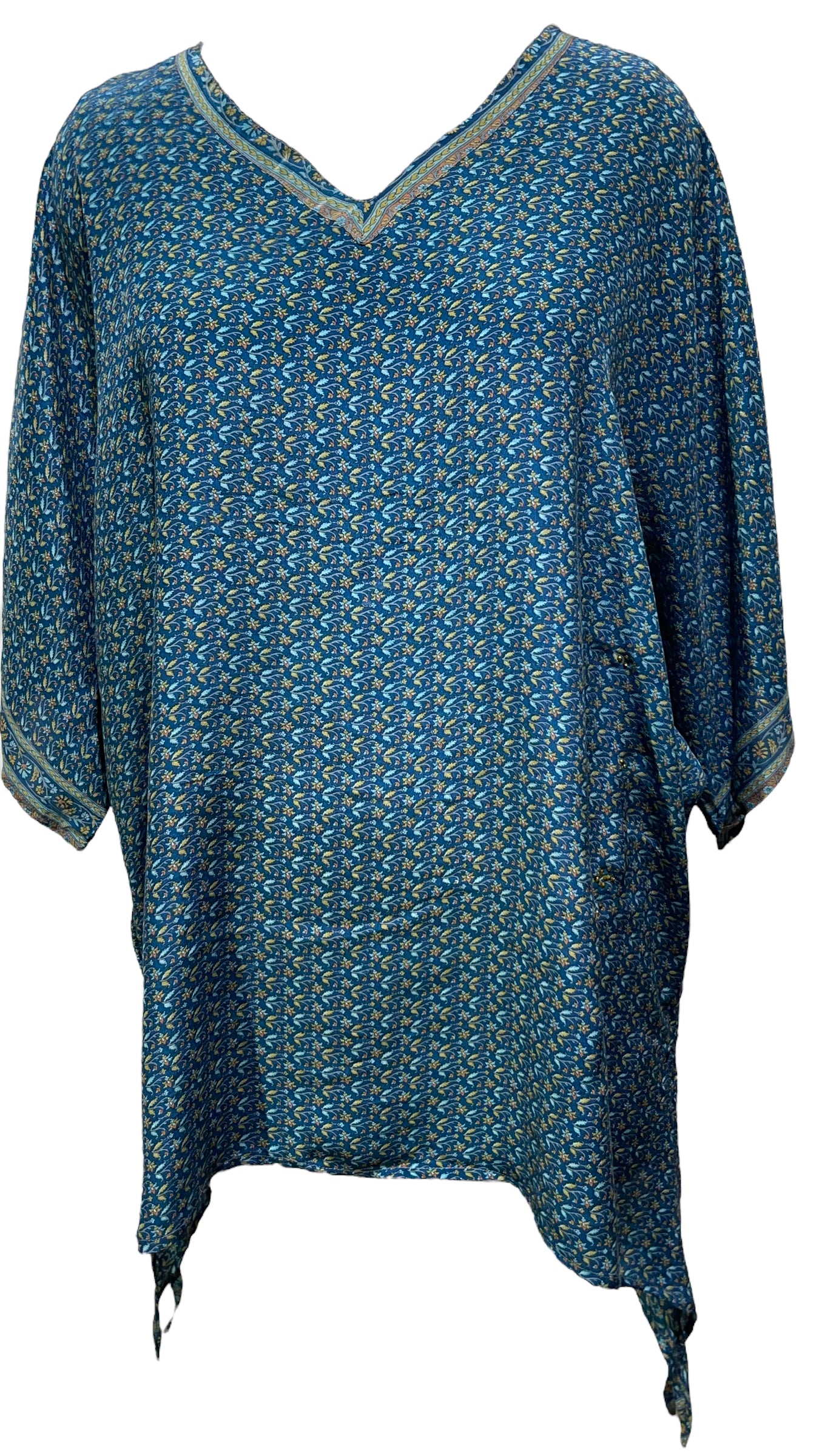 PRC3711 Avatar Pure Silk Long Tunic with Side Ties
