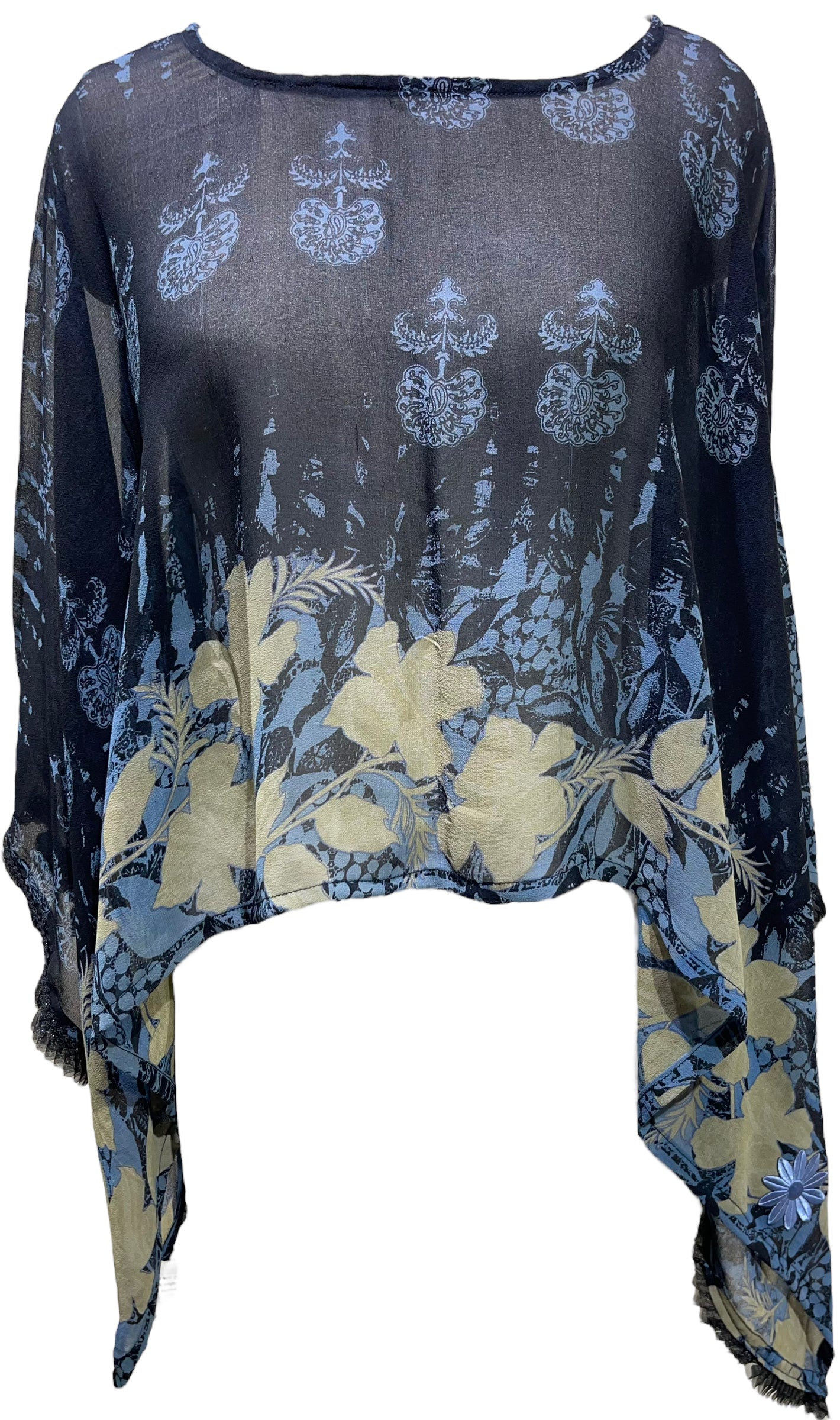 PRG5624 Sheer Avatar Pure Silk Capelet Poncho