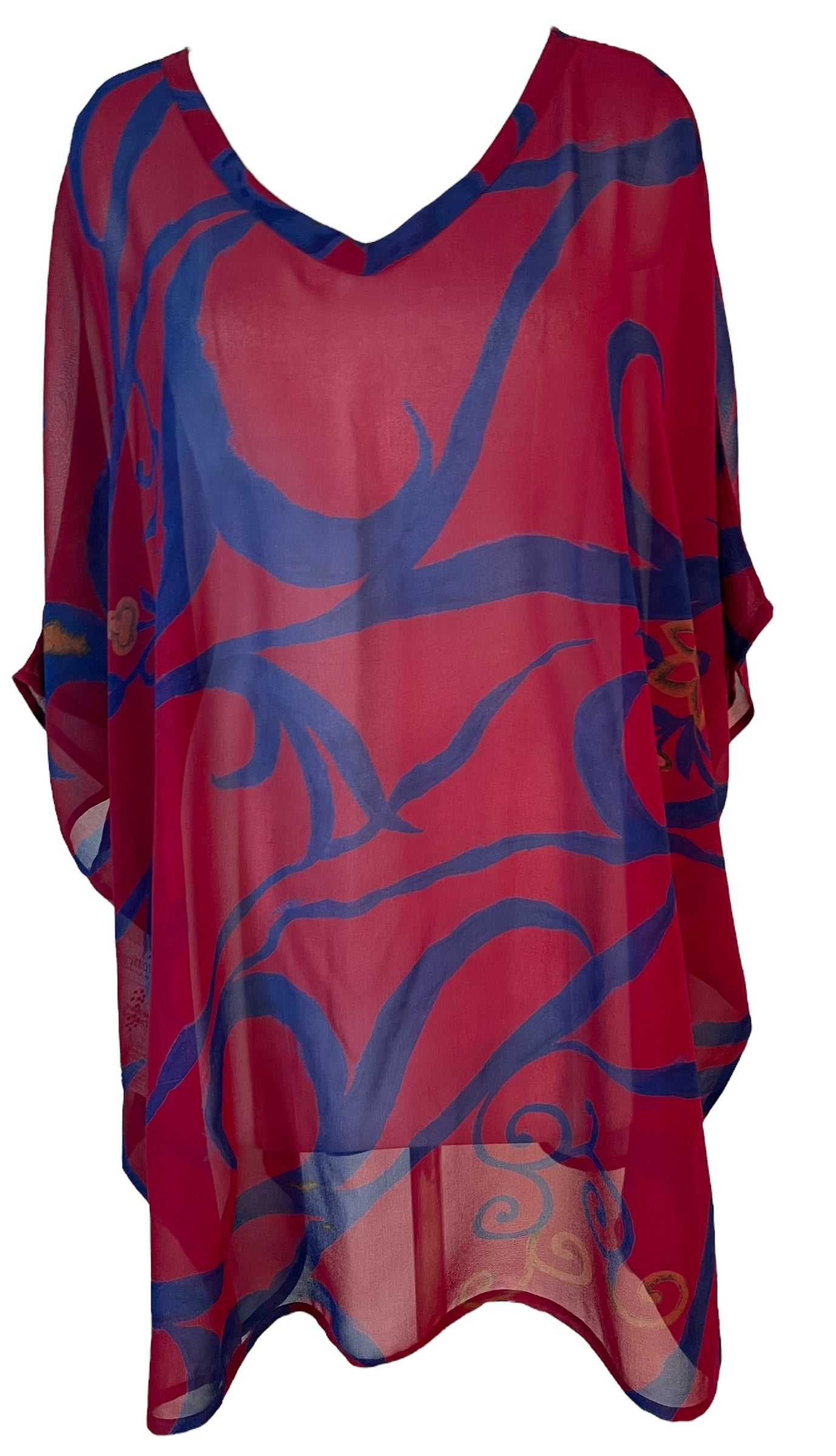 PRG5629 Sheer Wabi Sabi Pure Silk Short Kaftan Tunic