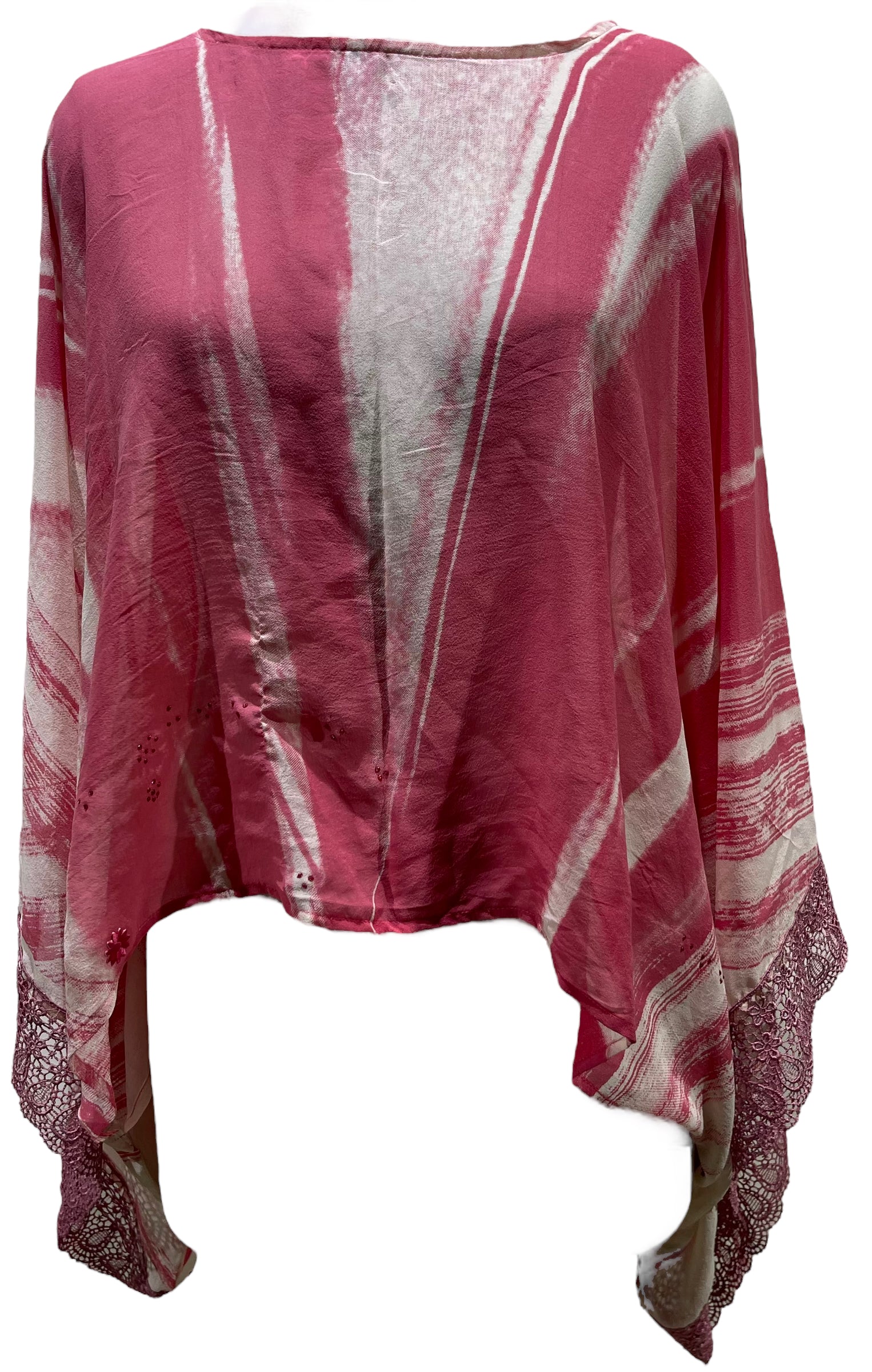 PRG5441 Sheer Wabi Sabi Pure Silk Kimono-Sleeved Top