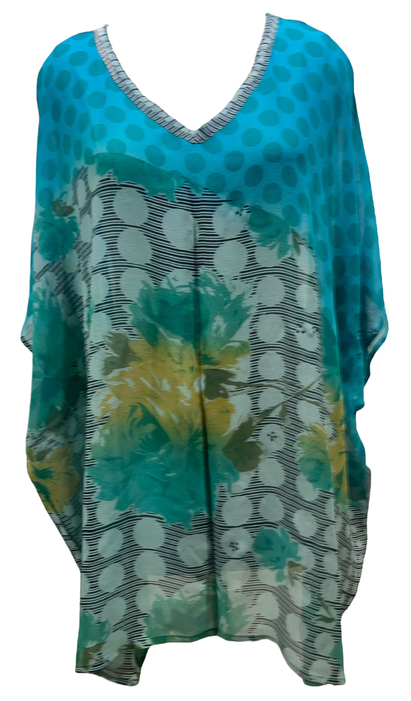 PRG5432 Sheer Avatar Pure Silk Short Kaftan Tunic