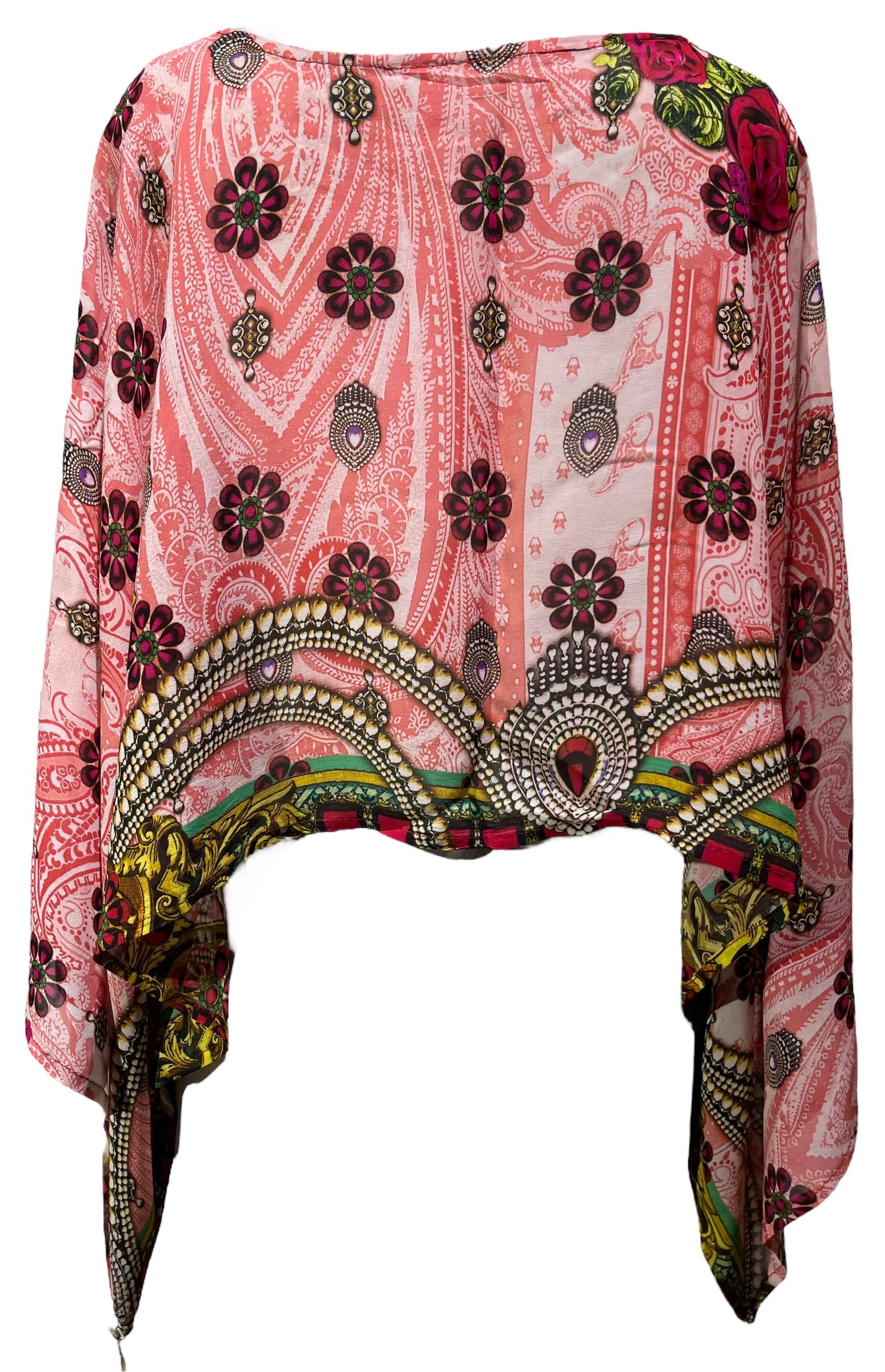 PRG4598 Sheer Wabi Sabi Pure Silk Kimono-Sleeved Top