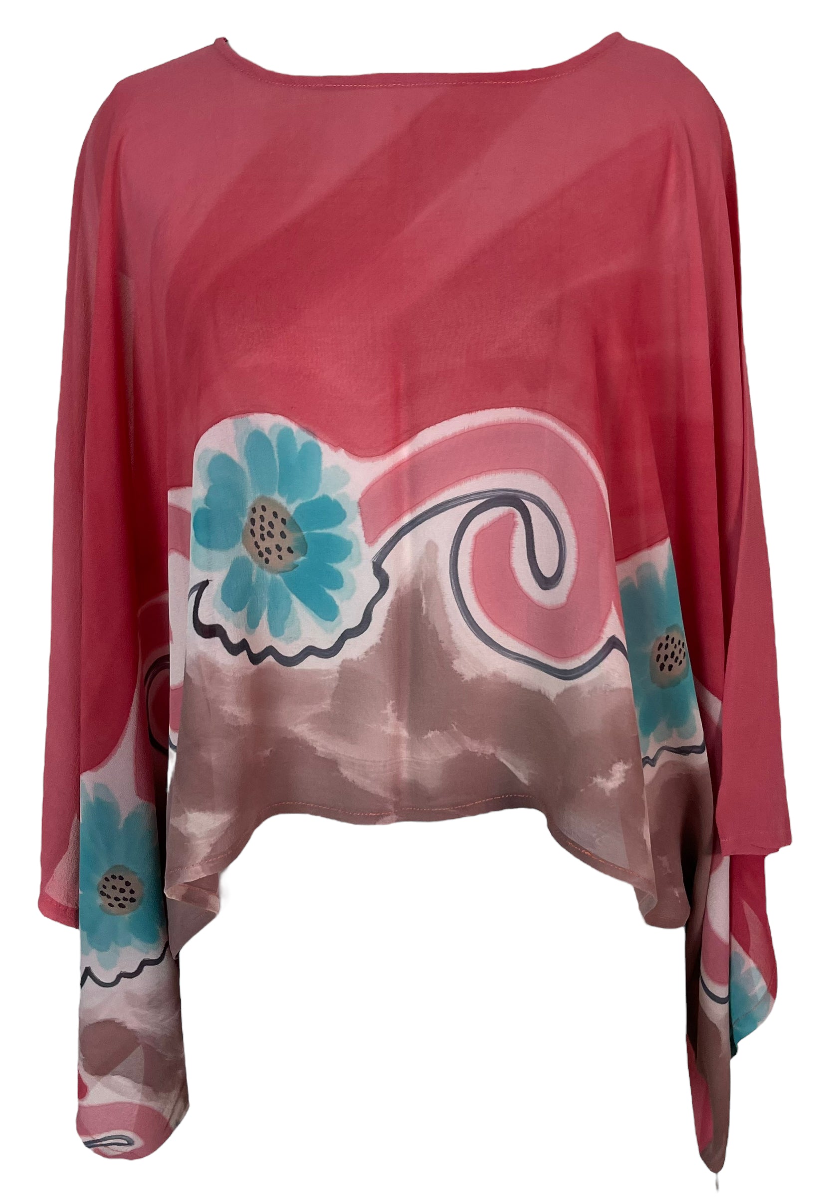 PRG5670 Sheer Avatar Pure Silk Kimono-Sleeved Top