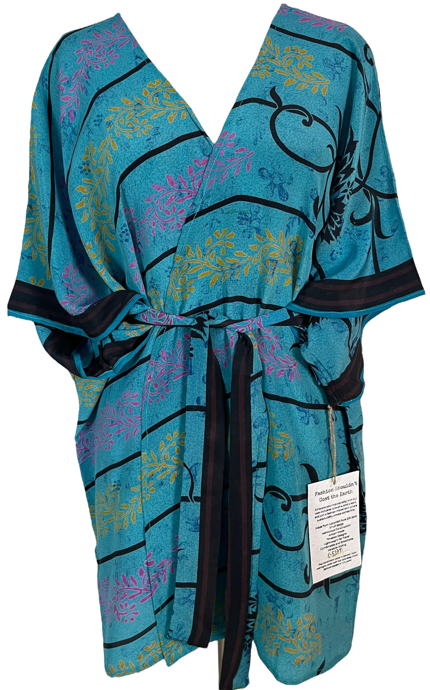 PRC5379 Avatar Pure Silk Kimono-Sleeved Jacket with Belt