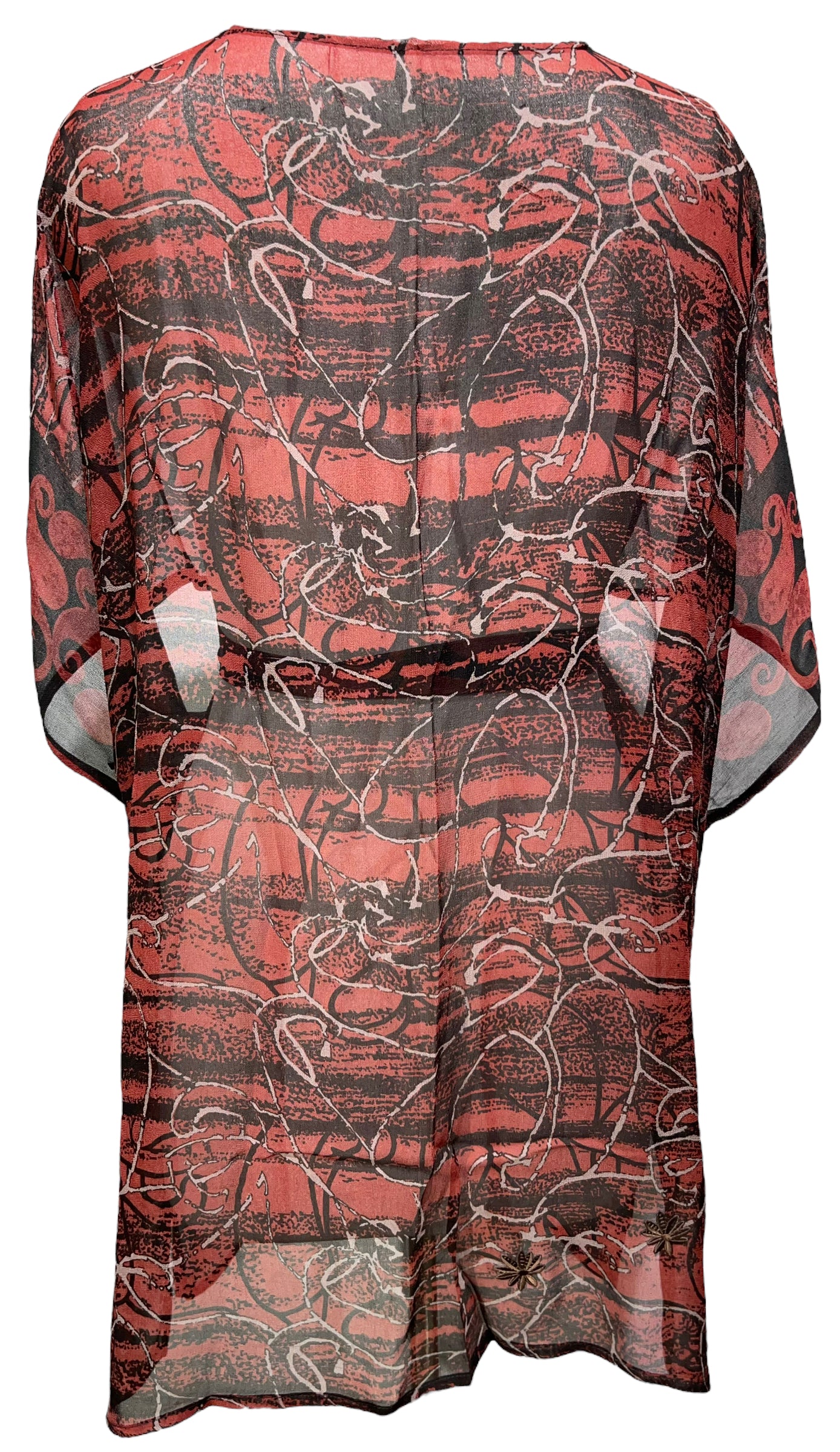 PRG3592 Sheer Avatar Pure Silk Kimono-Sleeved Jacket with Belt