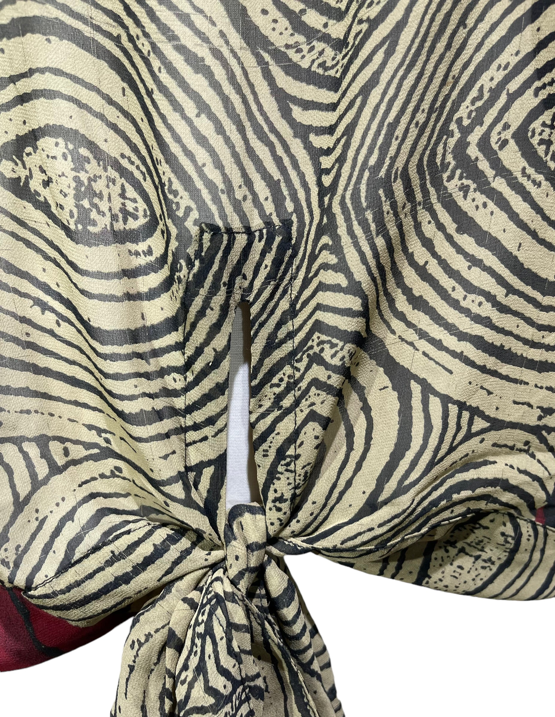 PRG3322 Sheer Wabi Sabi Pure Silk Front Tie Top