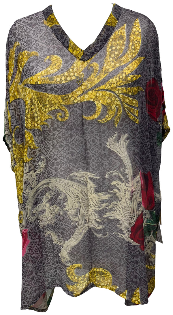 PRG3175 Sheer Avatar Pure Silk Short Kaftan Tunic