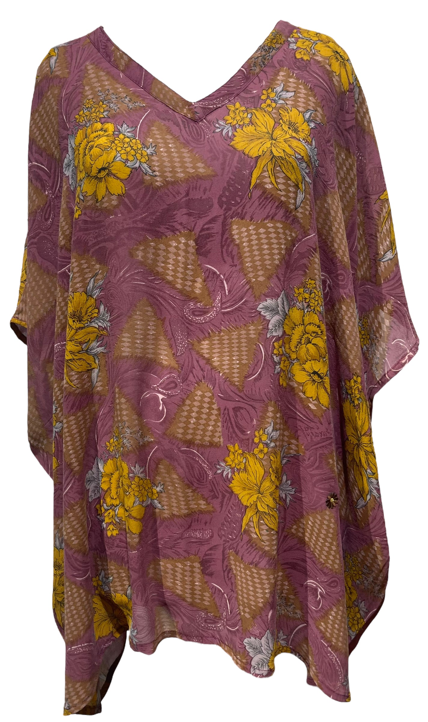 PRG4699 Sheer Avatar Pure Silk Short Kaftan Tunic