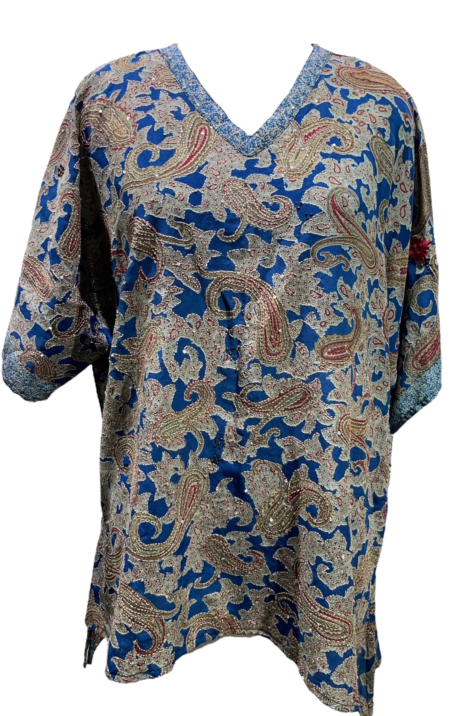 PRC4279 Wabi Sabi Pure Silk Long Tunic with Side Ties